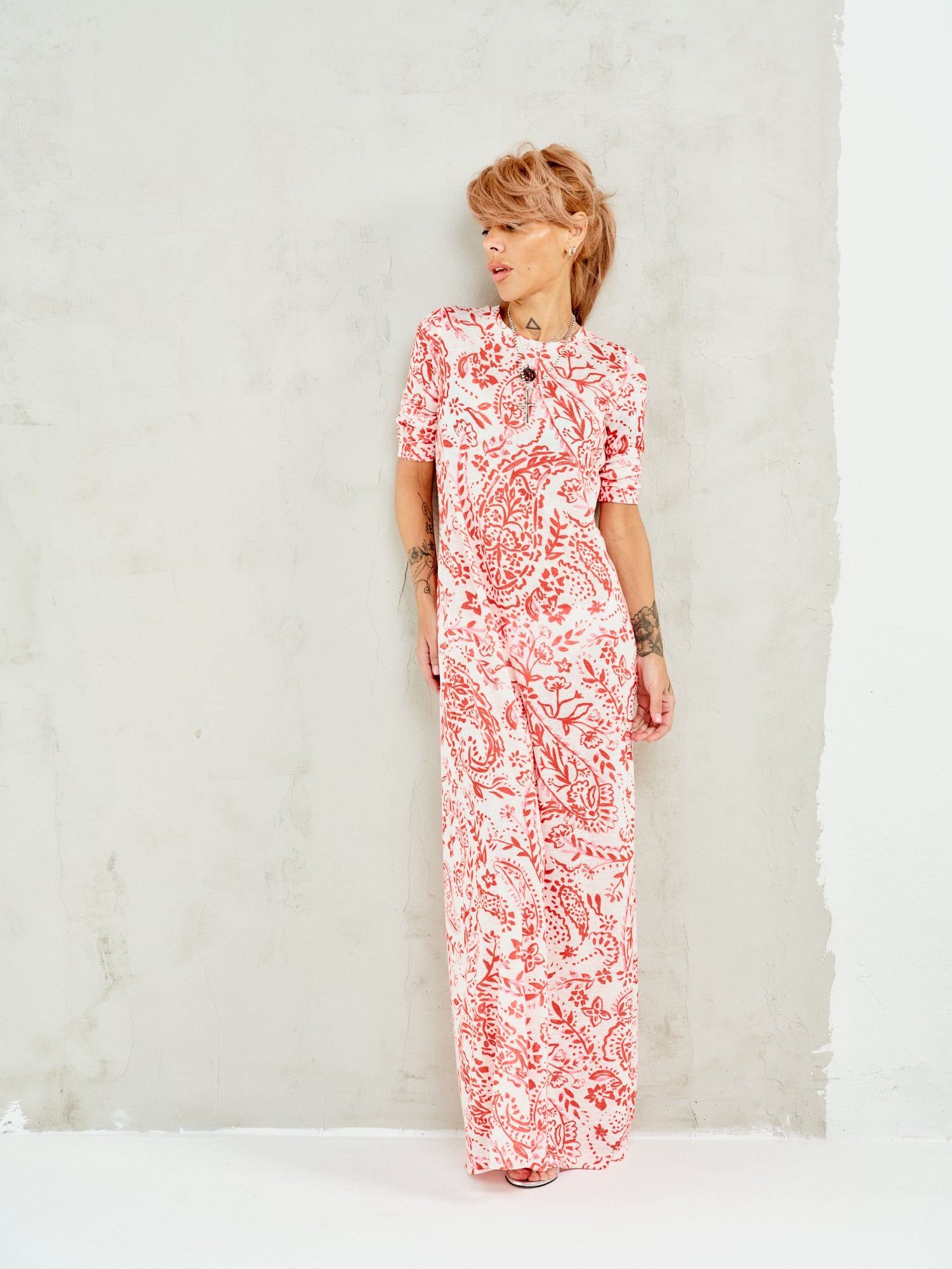 Printed Linen-Blend Maxi Dress