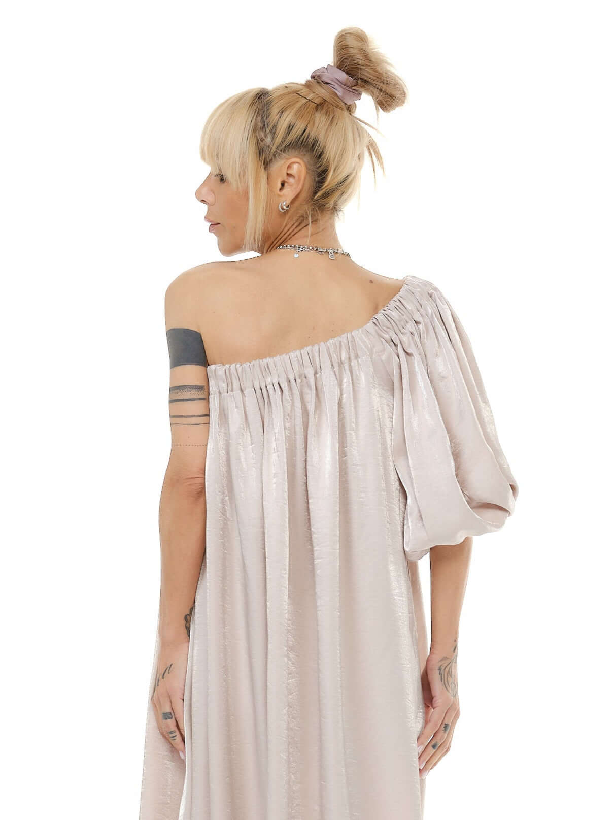 beige asymmetric dress Beige Pleated Asymmetrical Cutout Maxi Dress | Womens | X-Large (Available in XS, S, M, L) | 100% Polyester