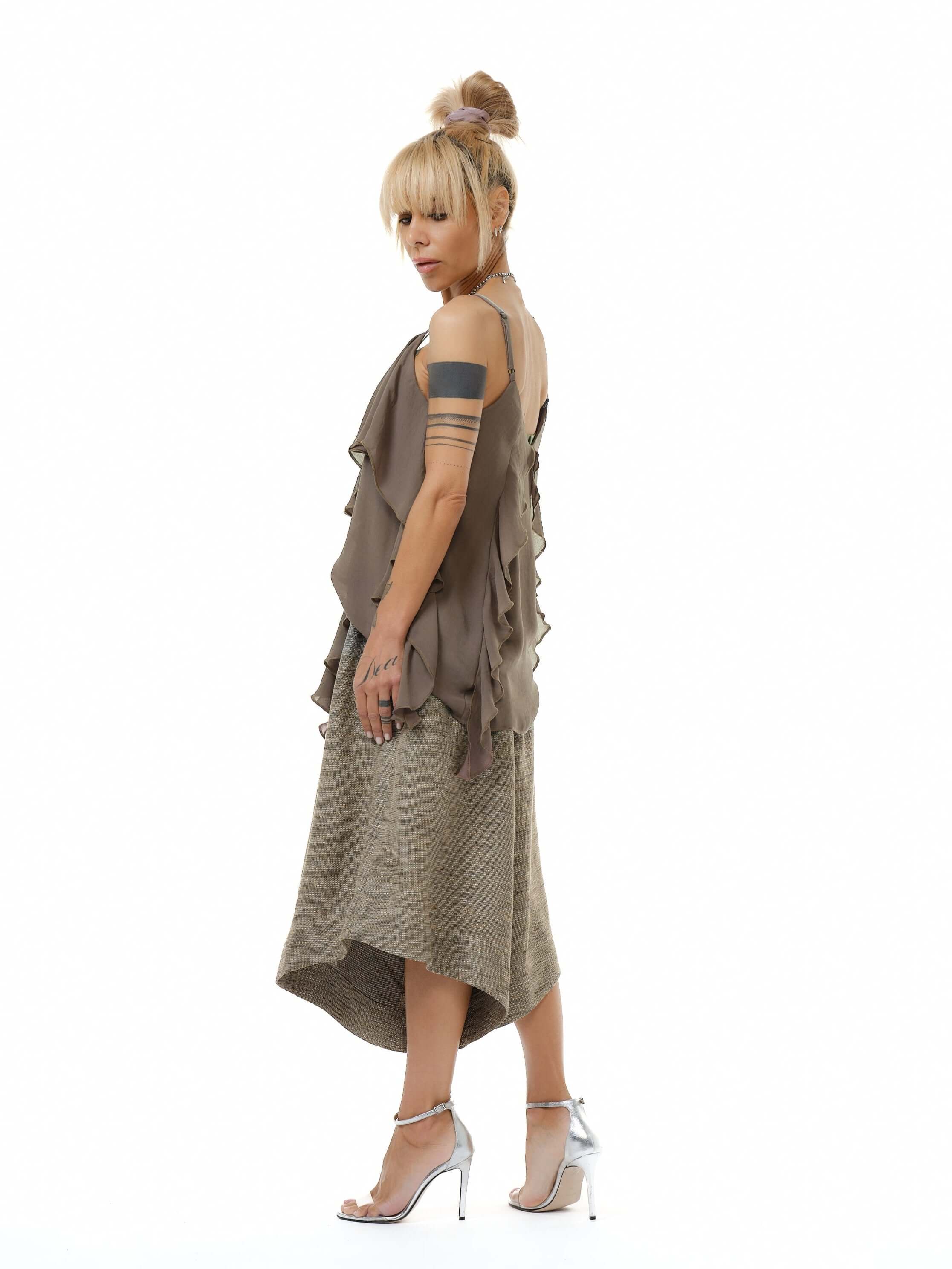 Textured Drop-Crotch Pants