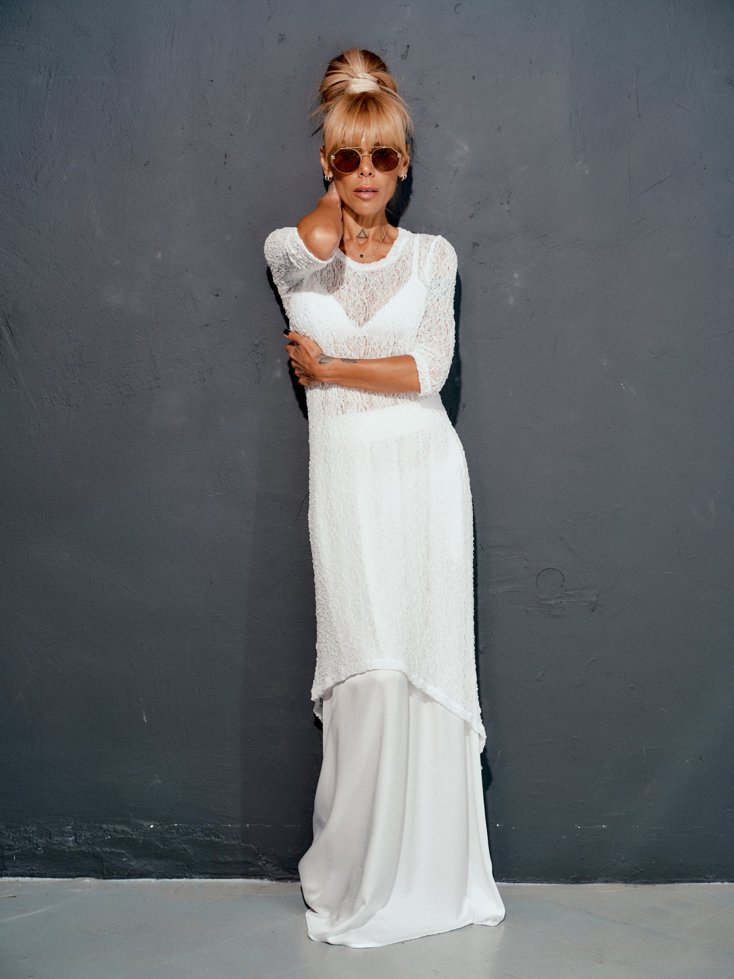 White Knitted Cotton Dress