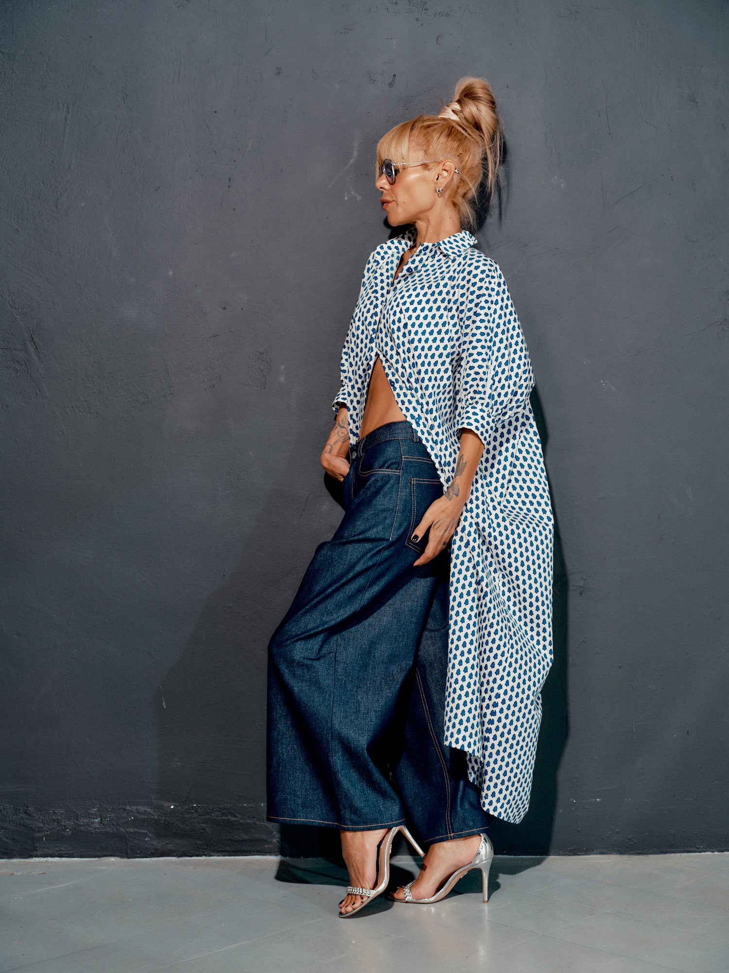 Wide-leg Denim Jeans