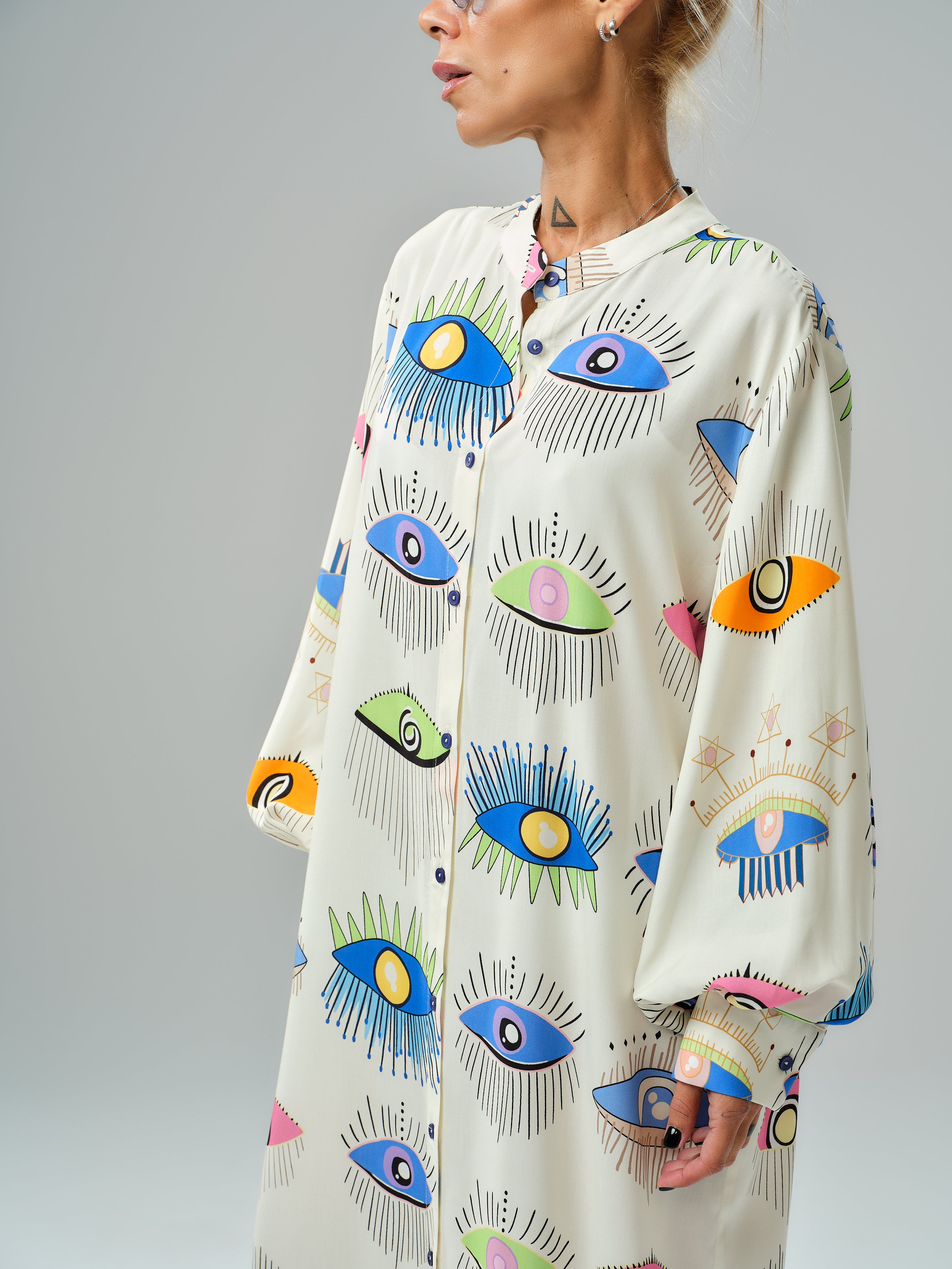 Eye Print Shirt Dress