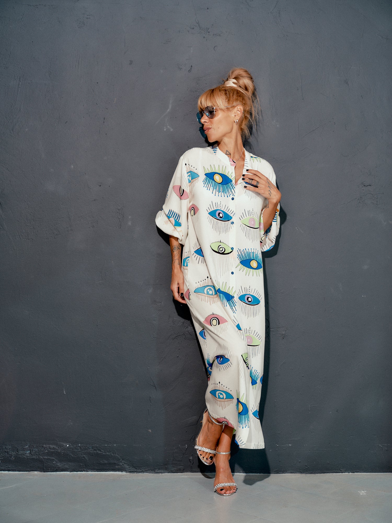 Eye Print Shirt Dress
