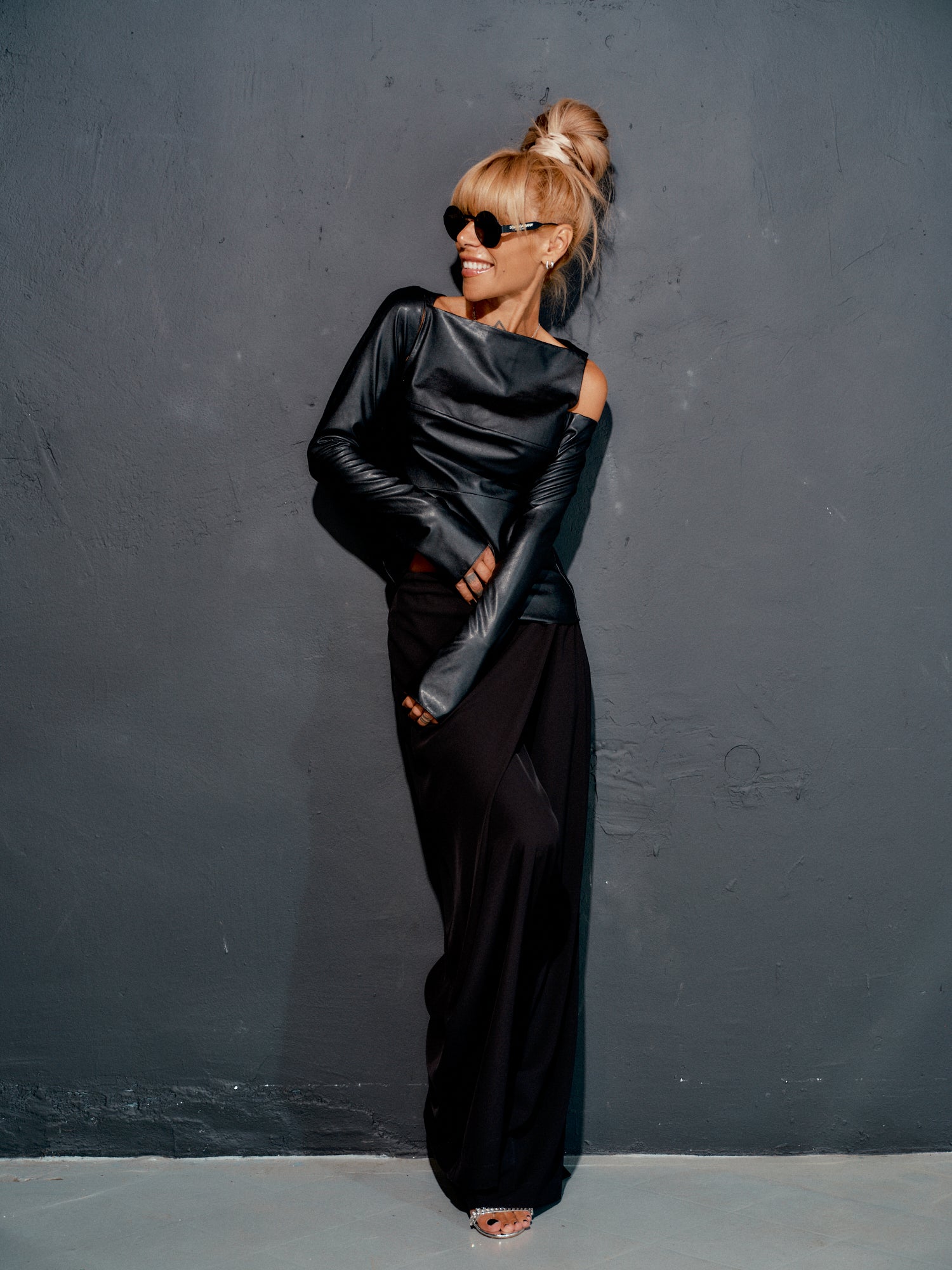 Black Faux Leather Top