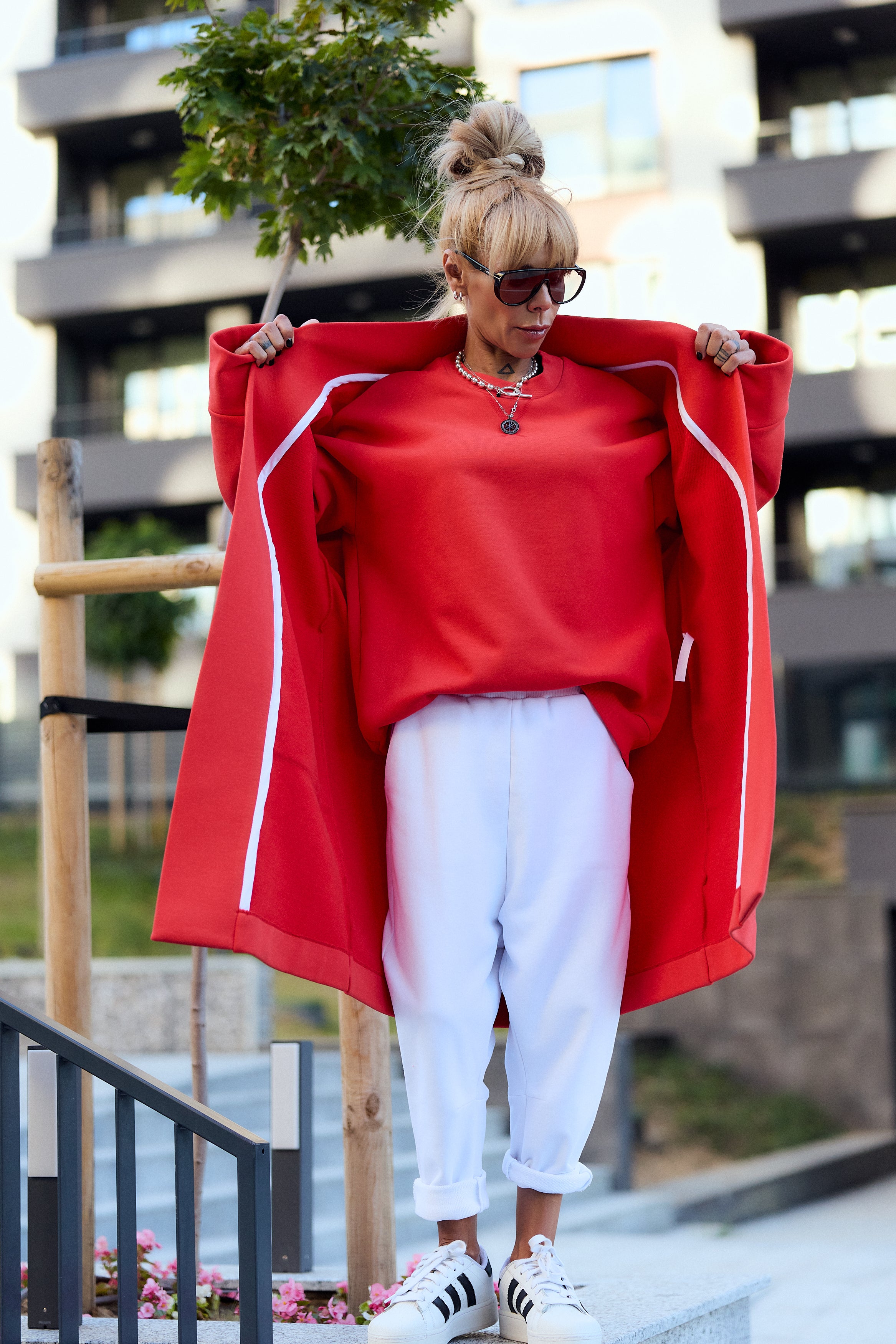 Red oversized coat
