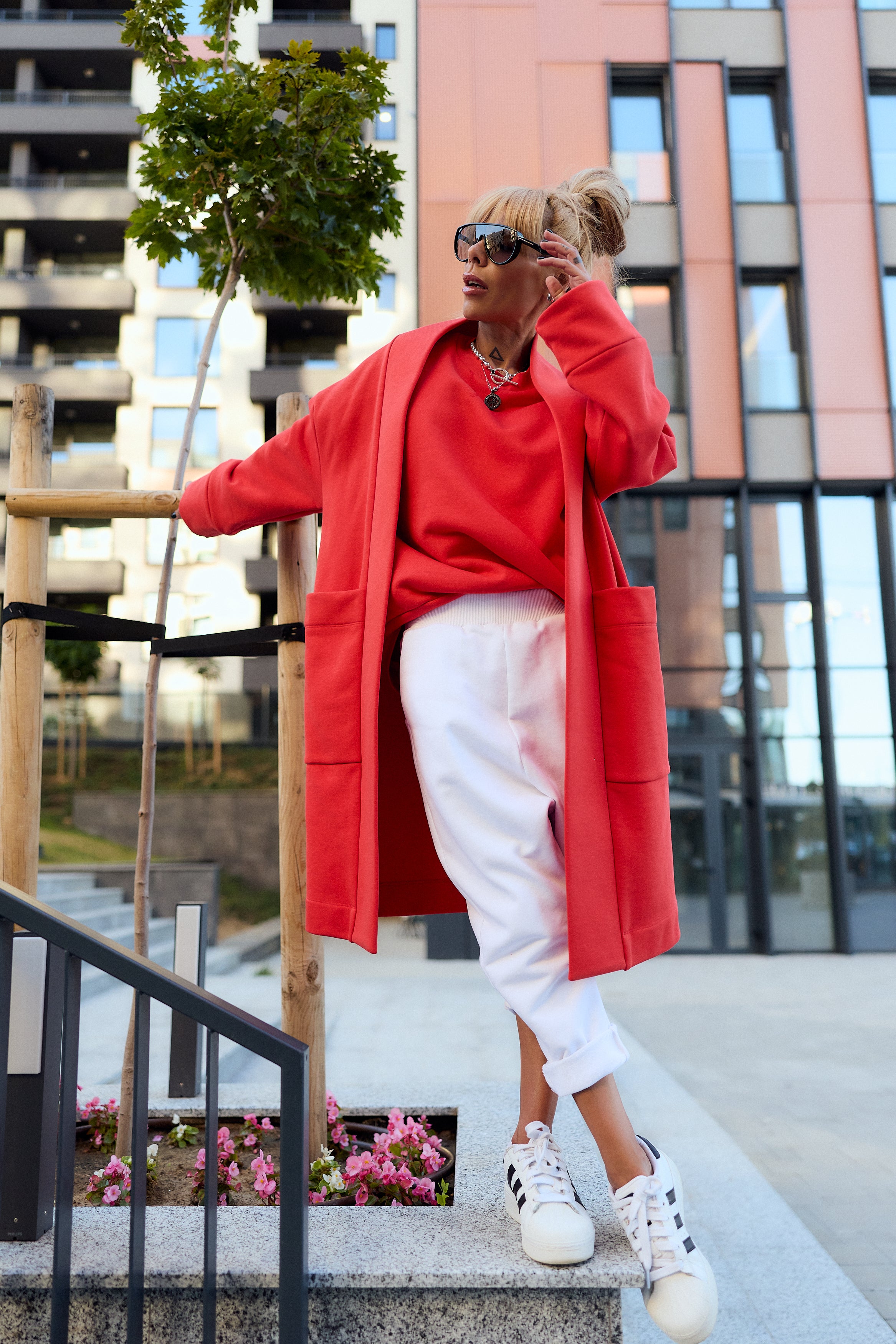Red oversized coat