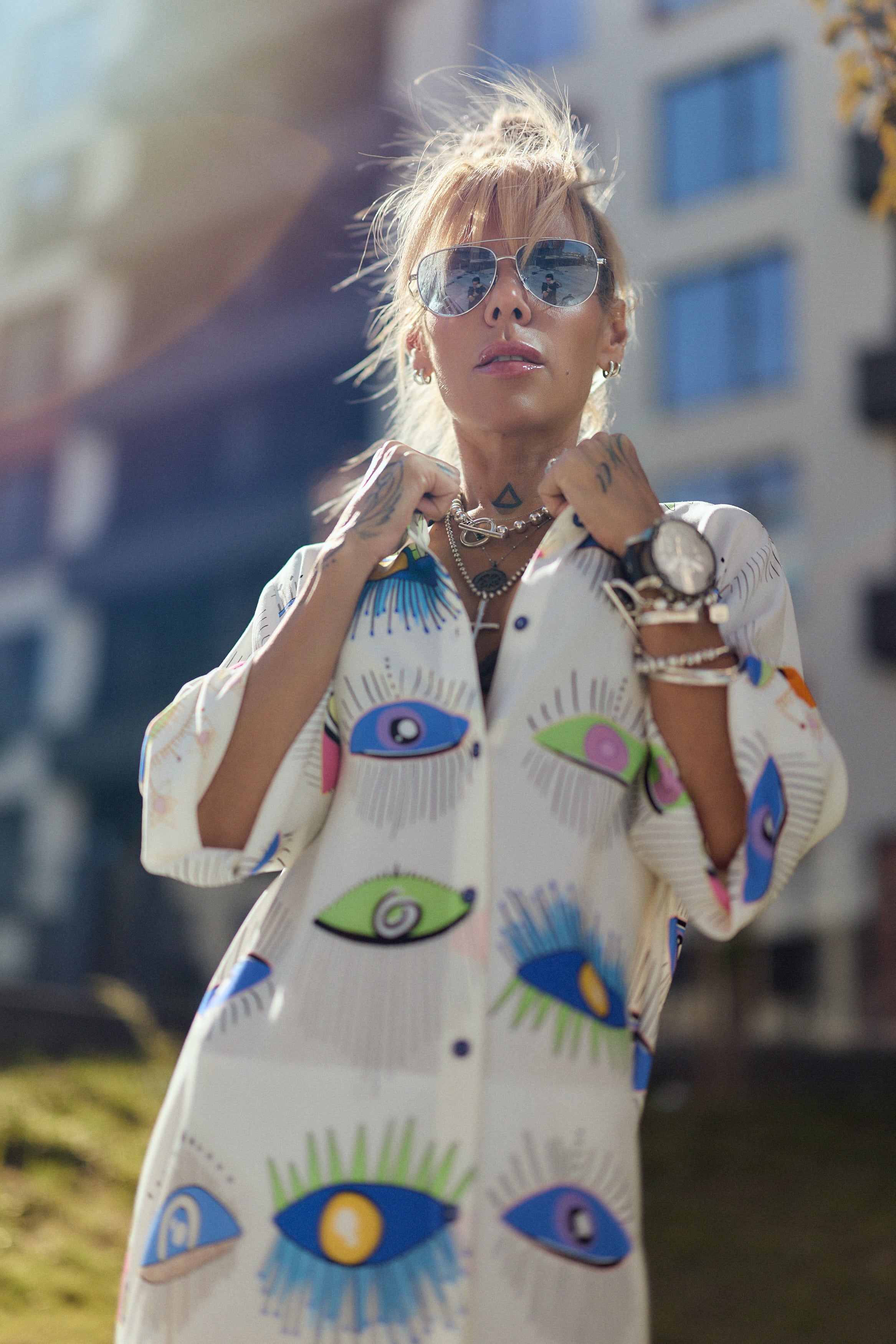 Eye Print Shirt Dress