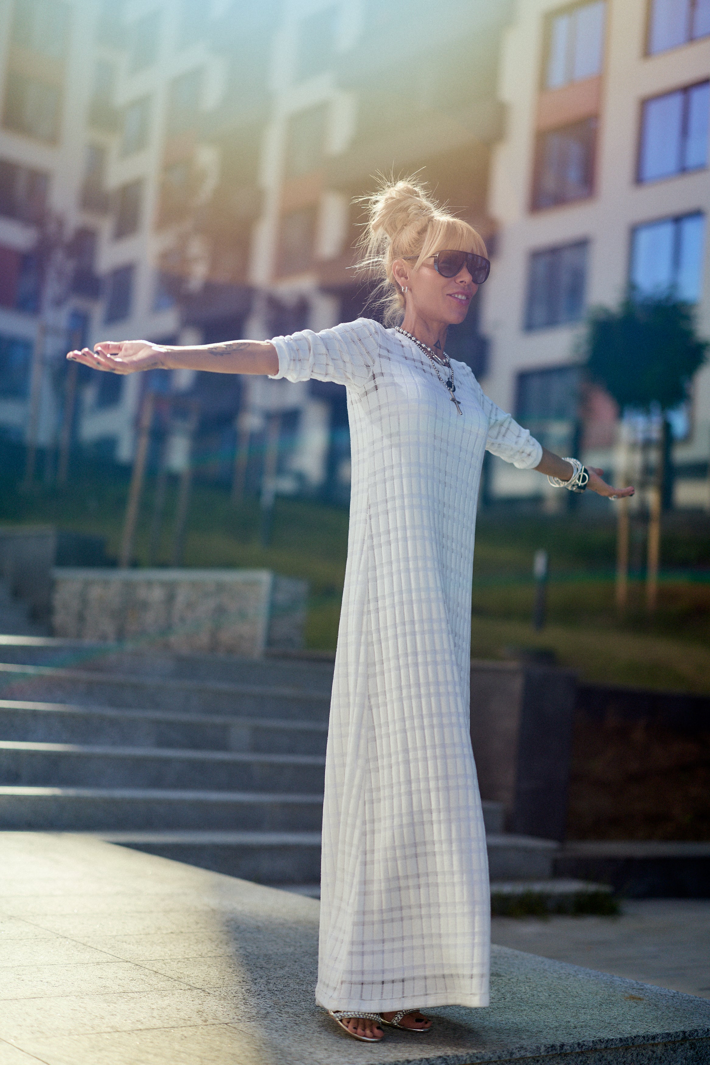 White Knitted Cotton Dress