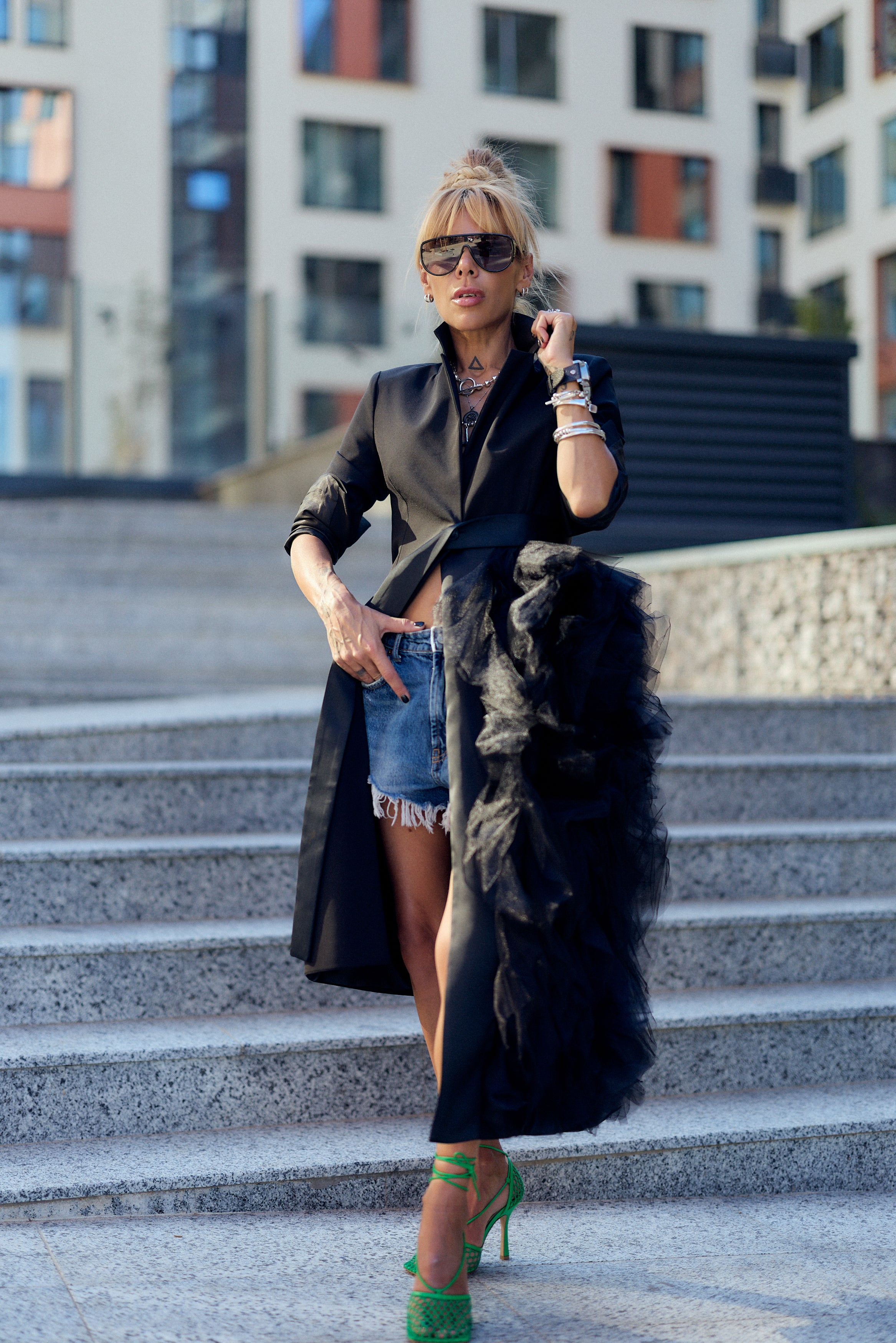 Black Tulle Detail Blazer