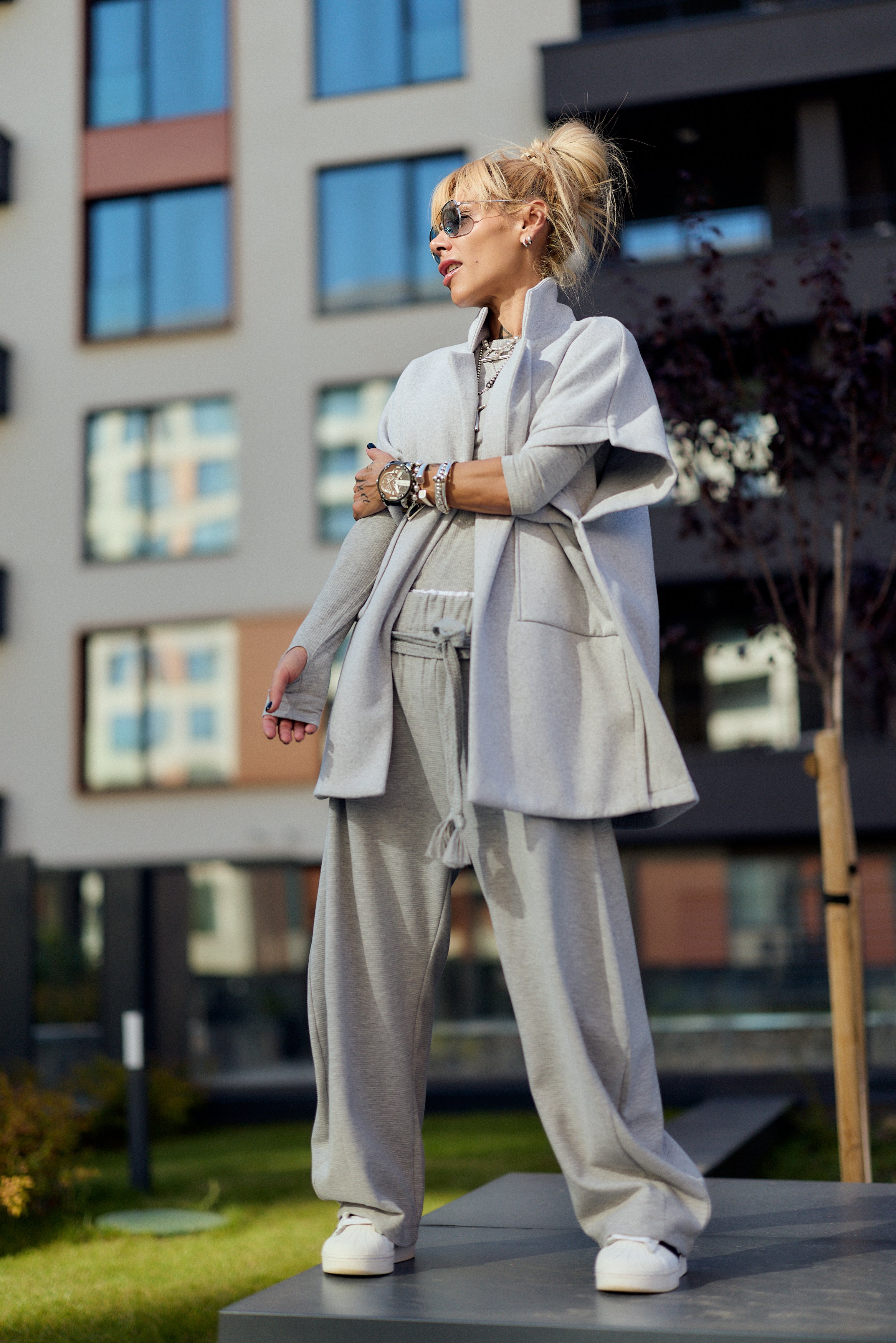 Oversized Grey Three-Piece Set