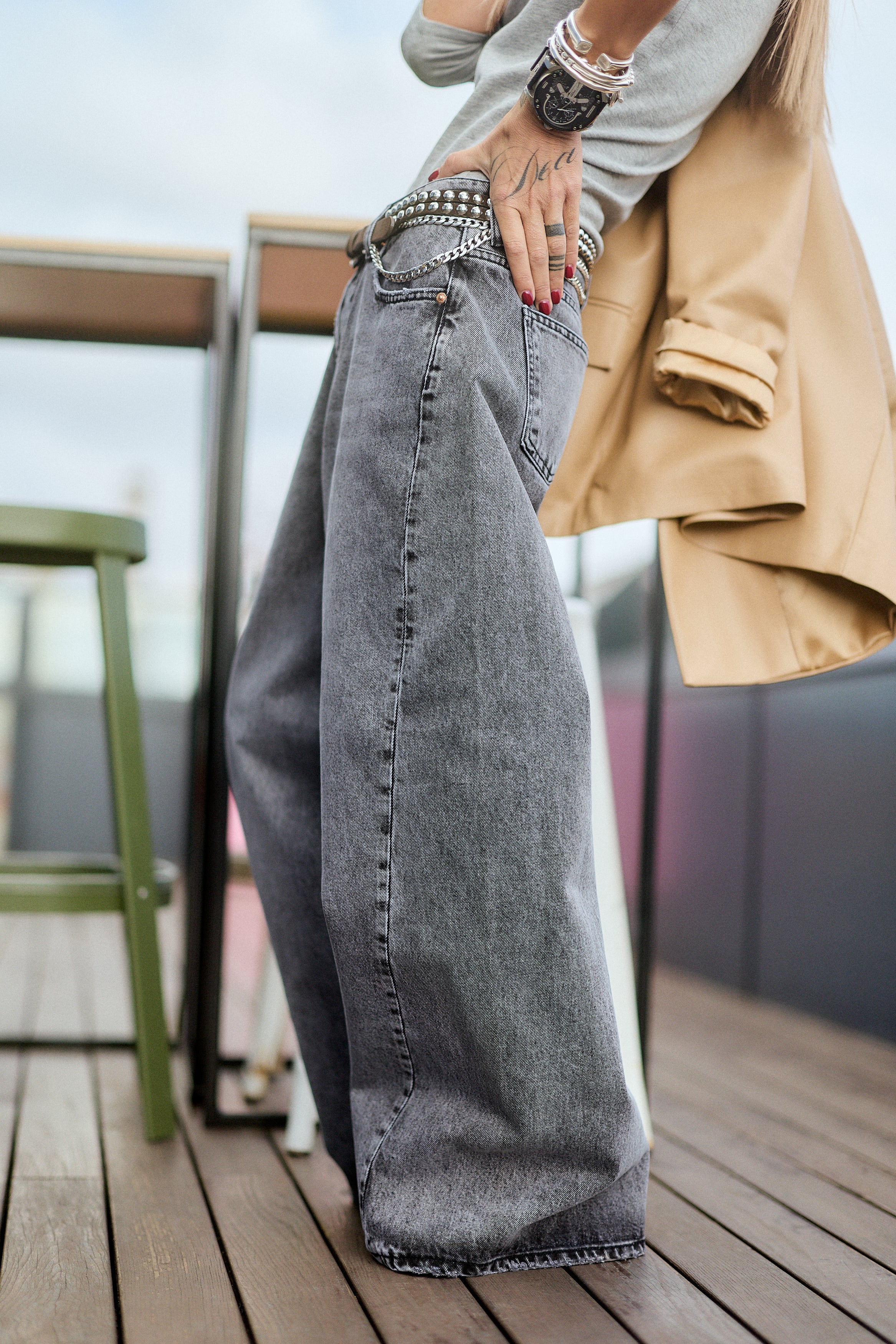 Wide-Leg Denim Jeans