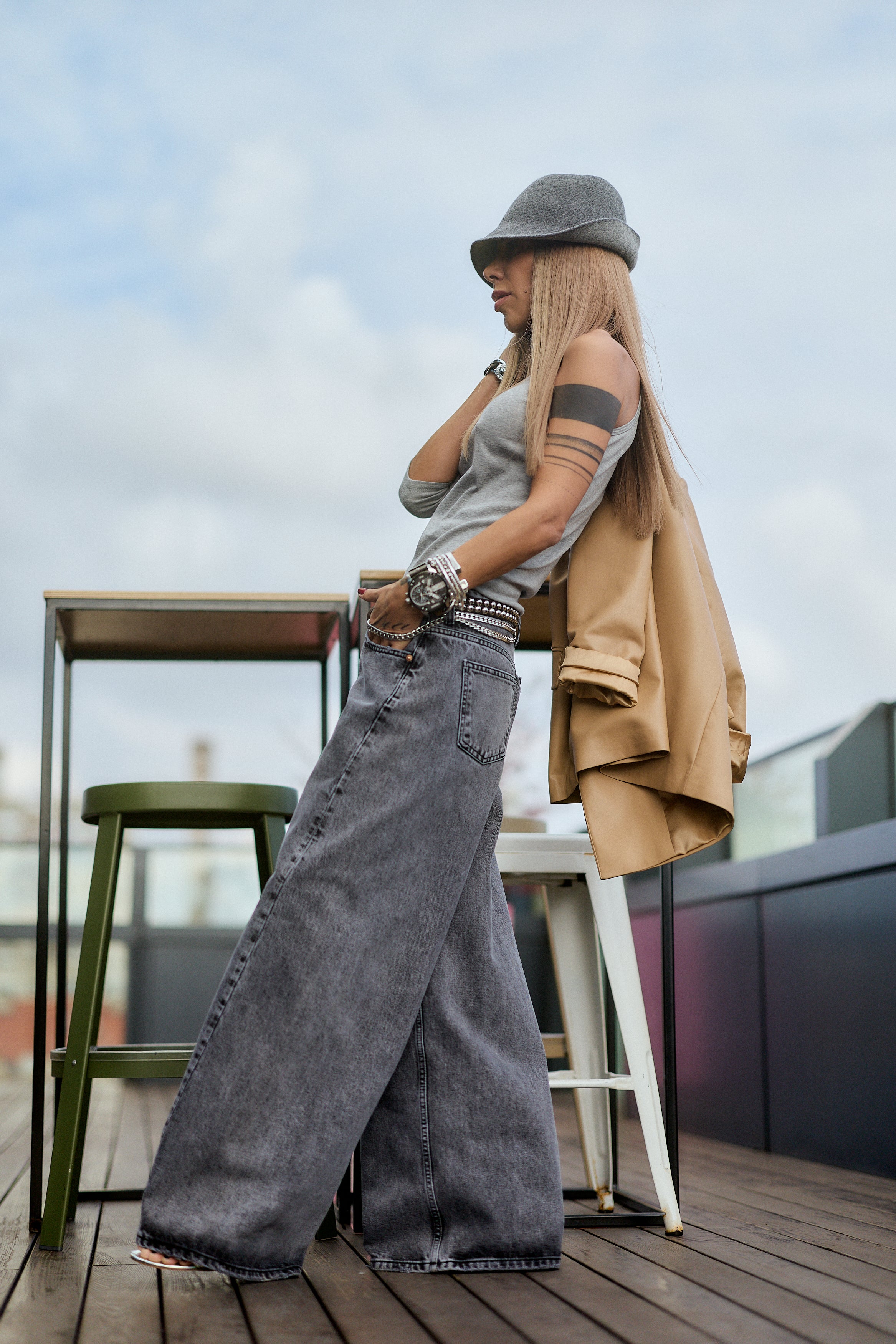 Wide-Leg Denim Jeans