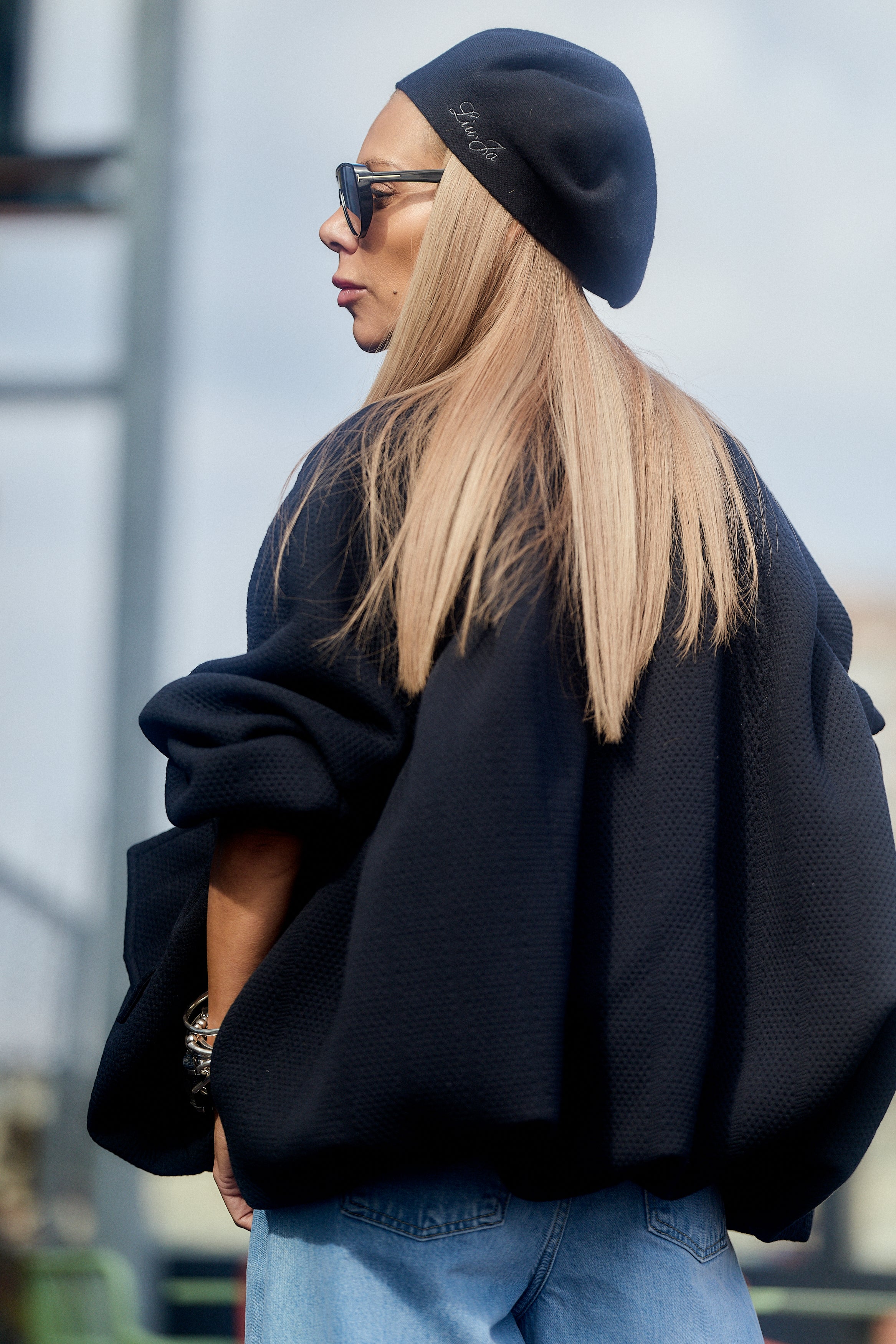 Black Oversized Textured Jacket