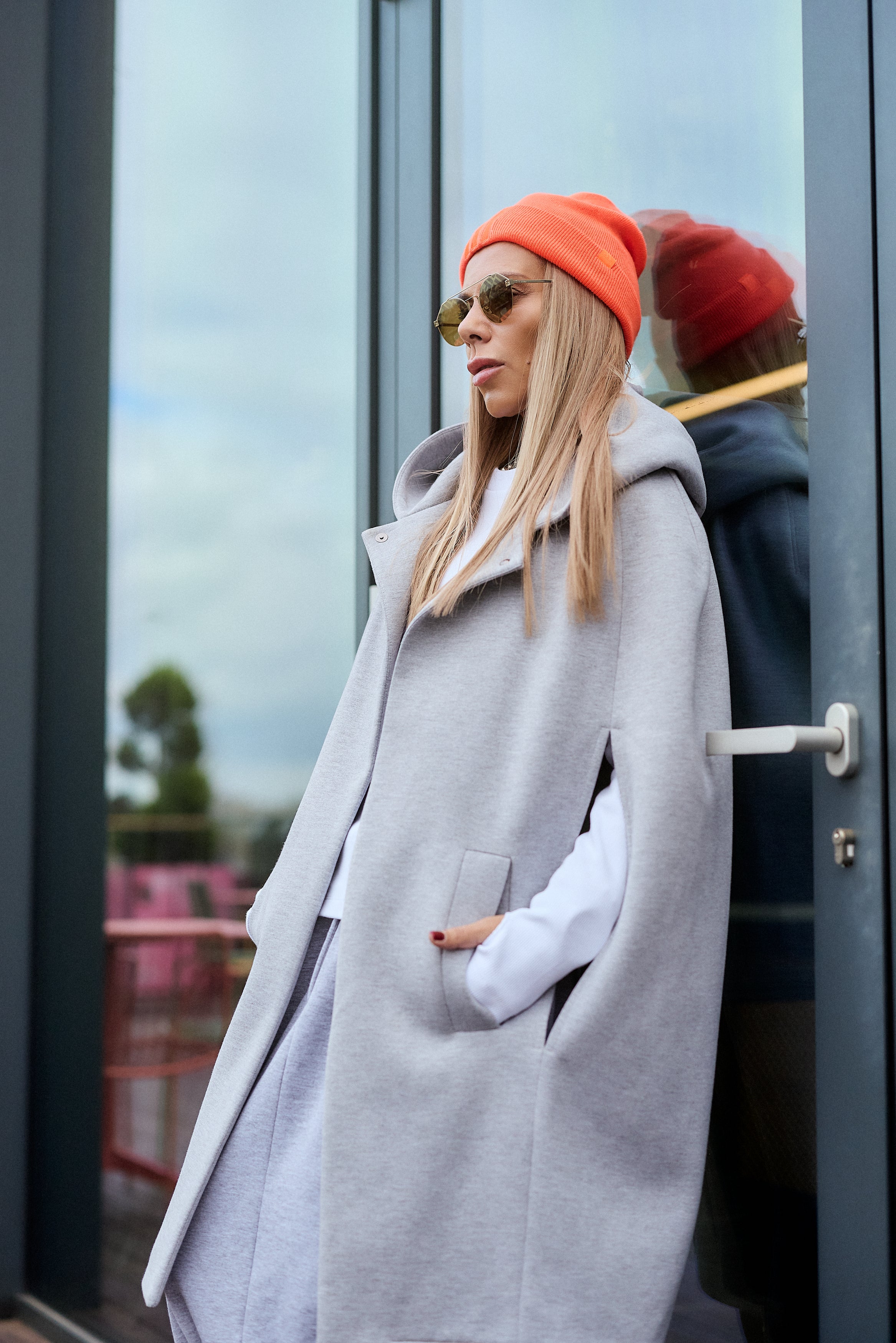Grey Oversized Sleeveless Coat