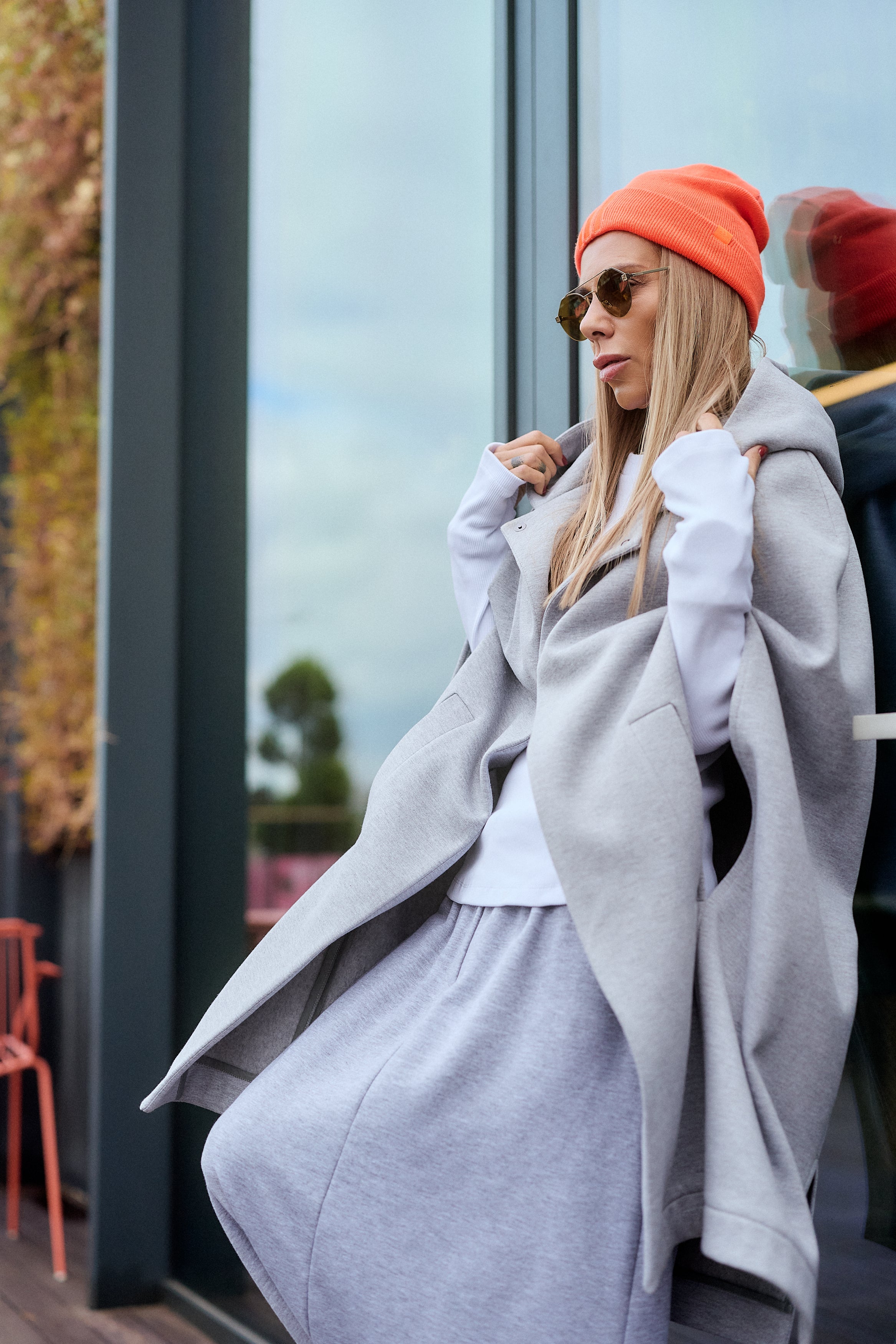 Grey Oversized Sleeveless Coat