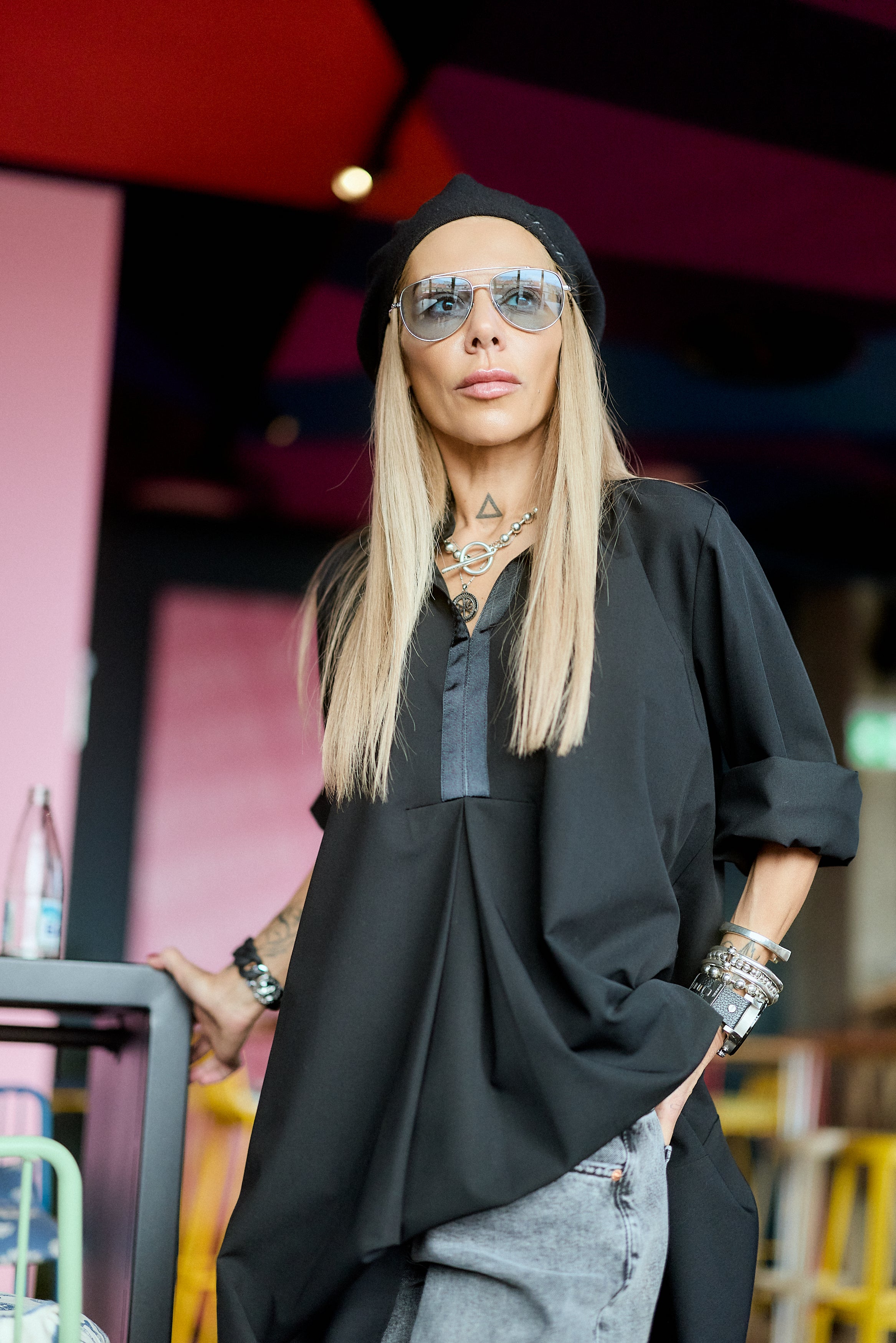 Black Oversized Shirt Dress