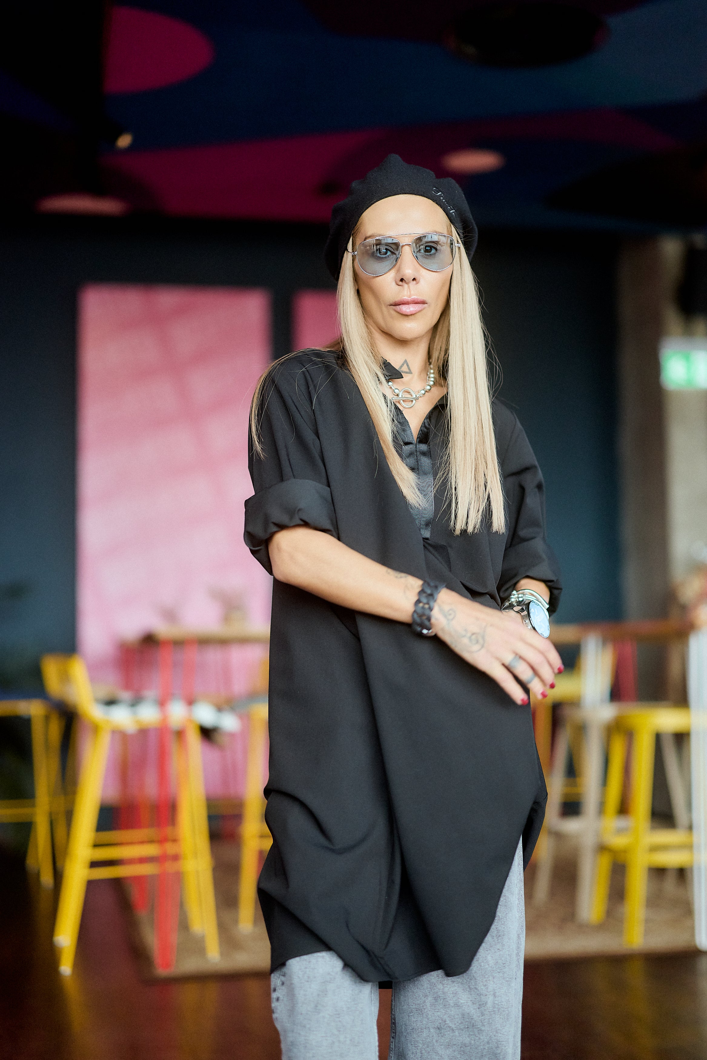 Black Oversized Shirt Dress