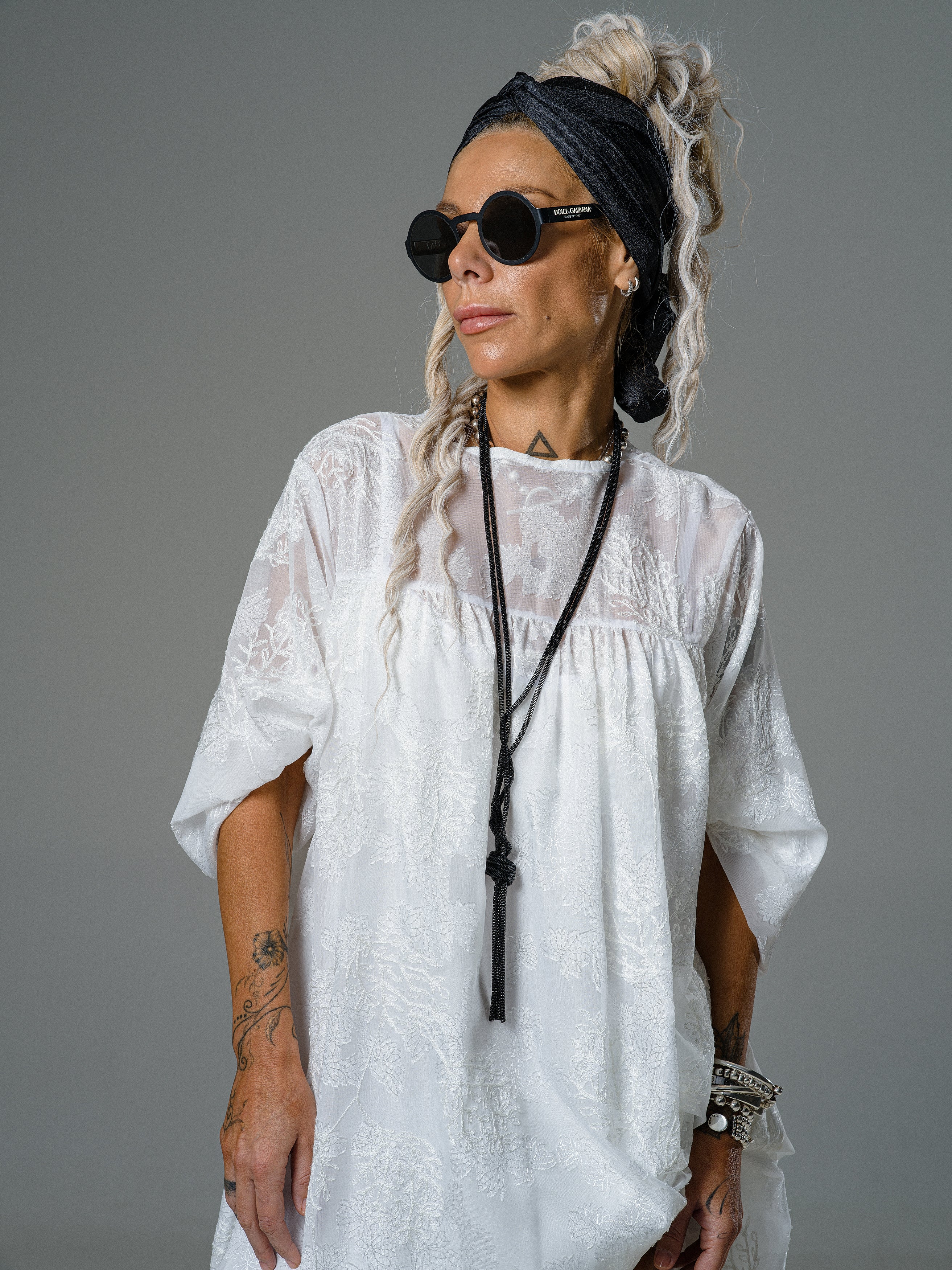 Ivory Sheer Embroidered Maxi Dress