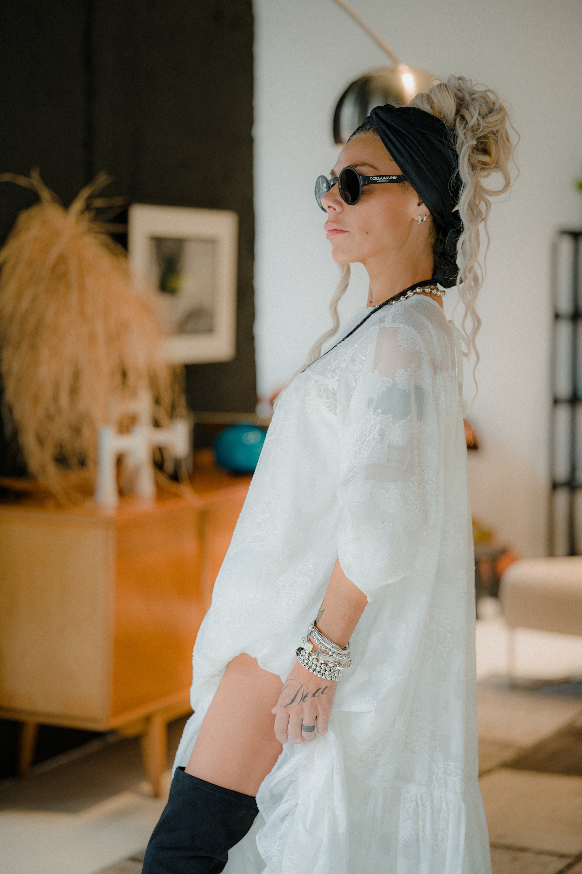 Ivory Sheer Embroidered Maxi Dress