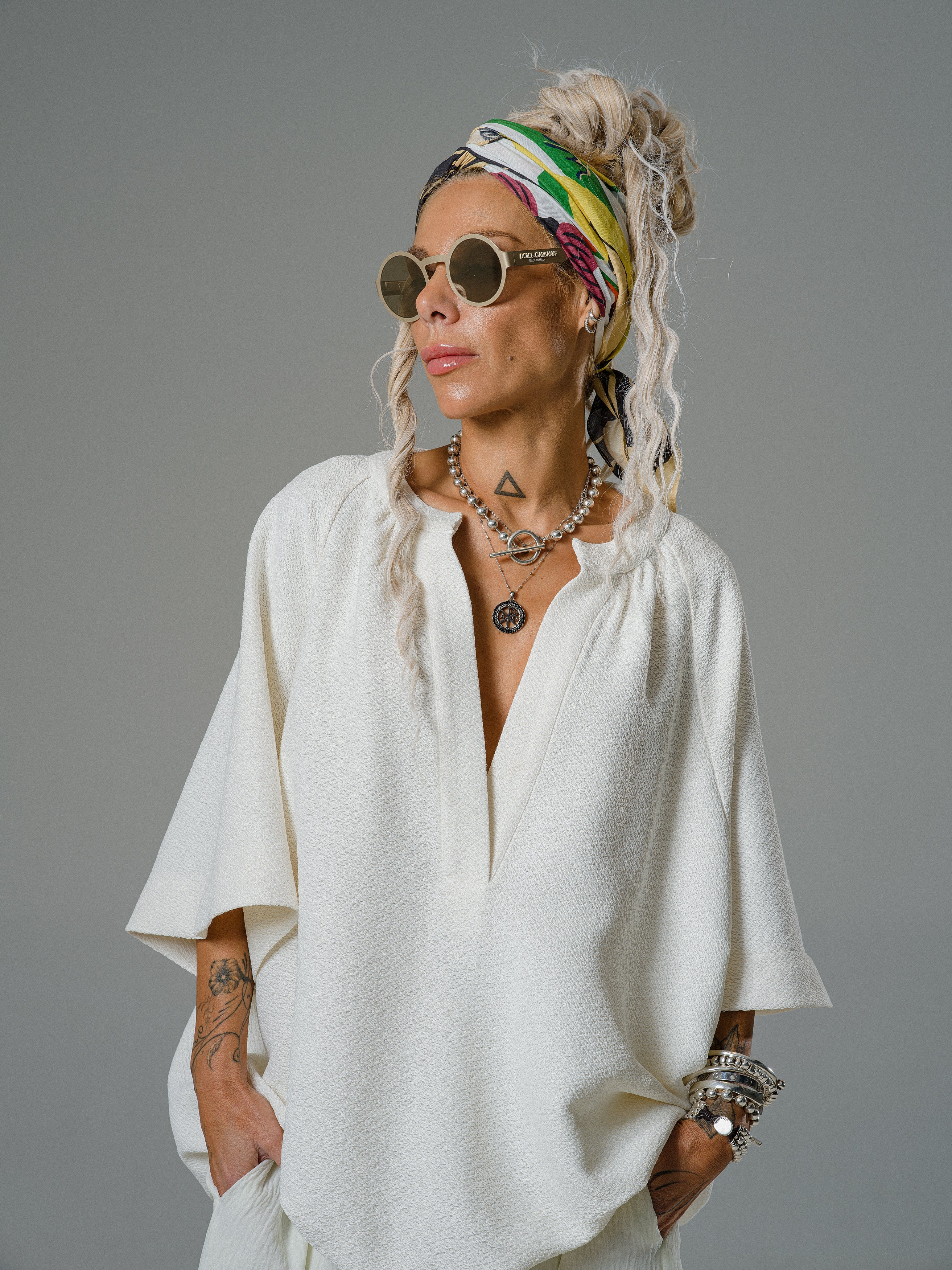 Ivory Textured Oversized Blouse