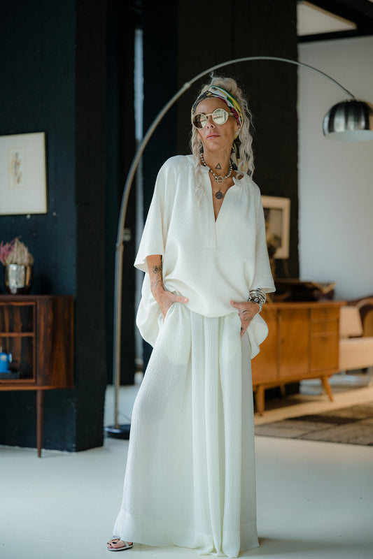 Ivory Textured Oversized Blouse