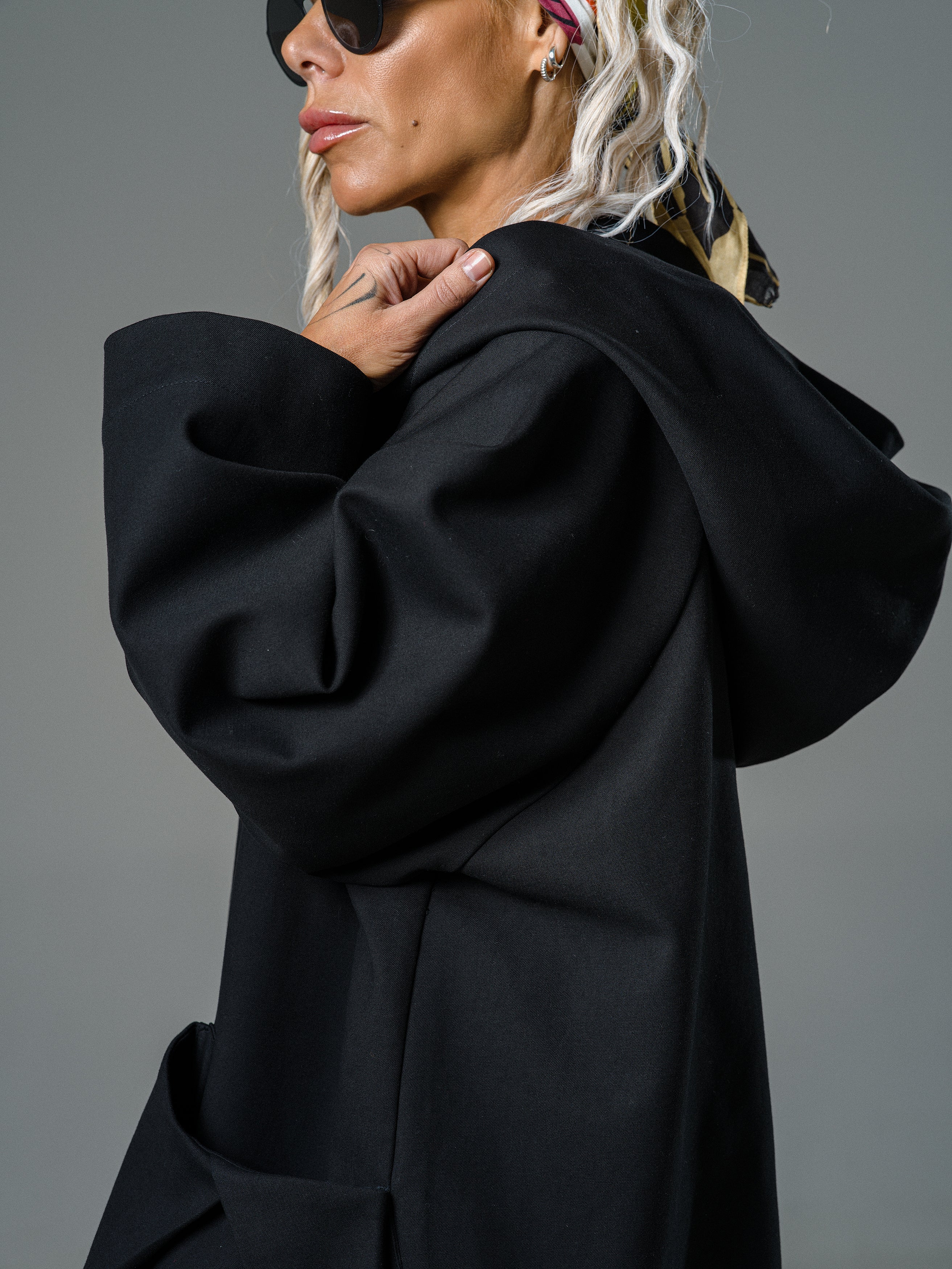 Black Oversized Hooded Jacket