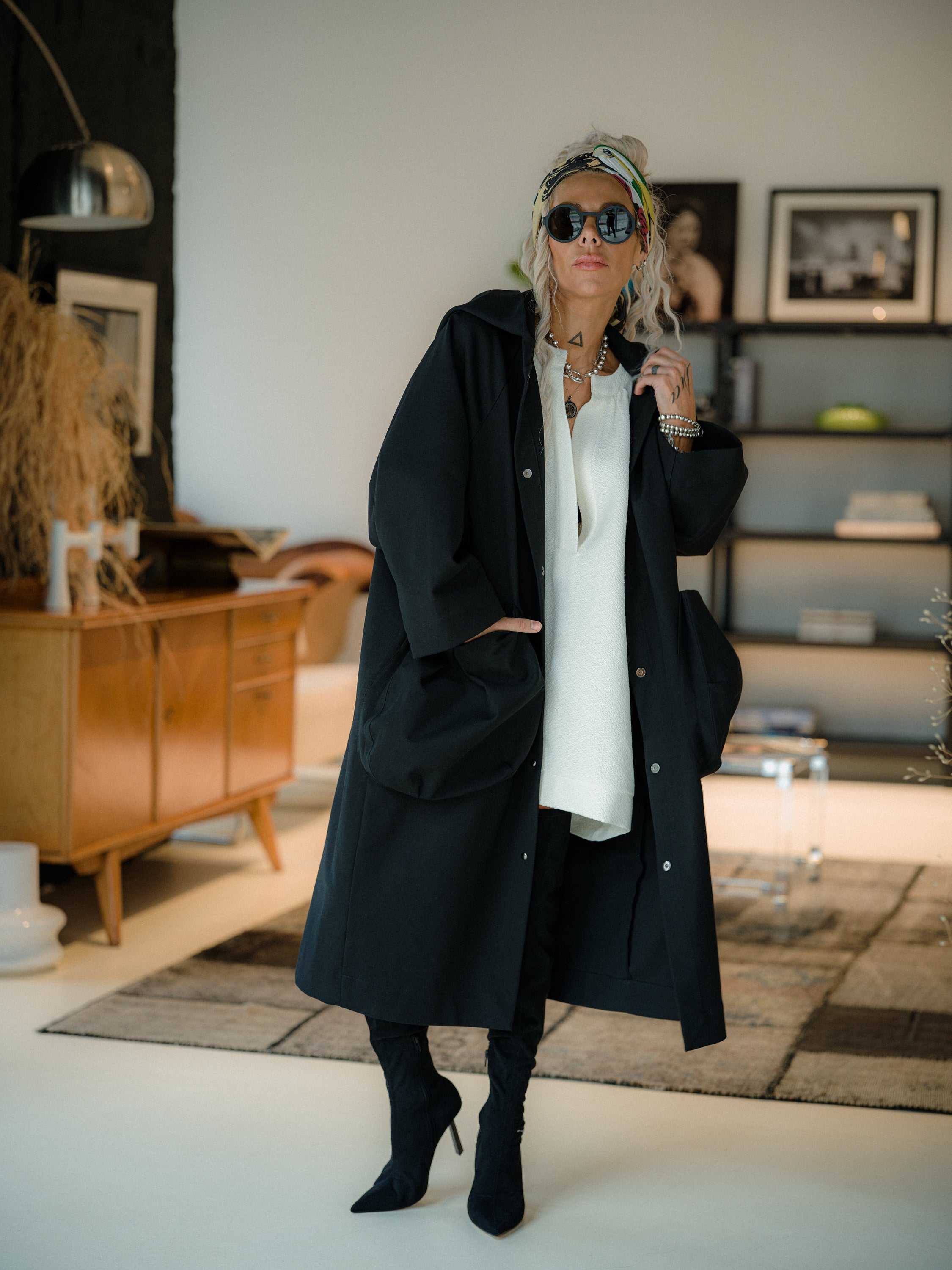 Black Oversized Hooded Jacket