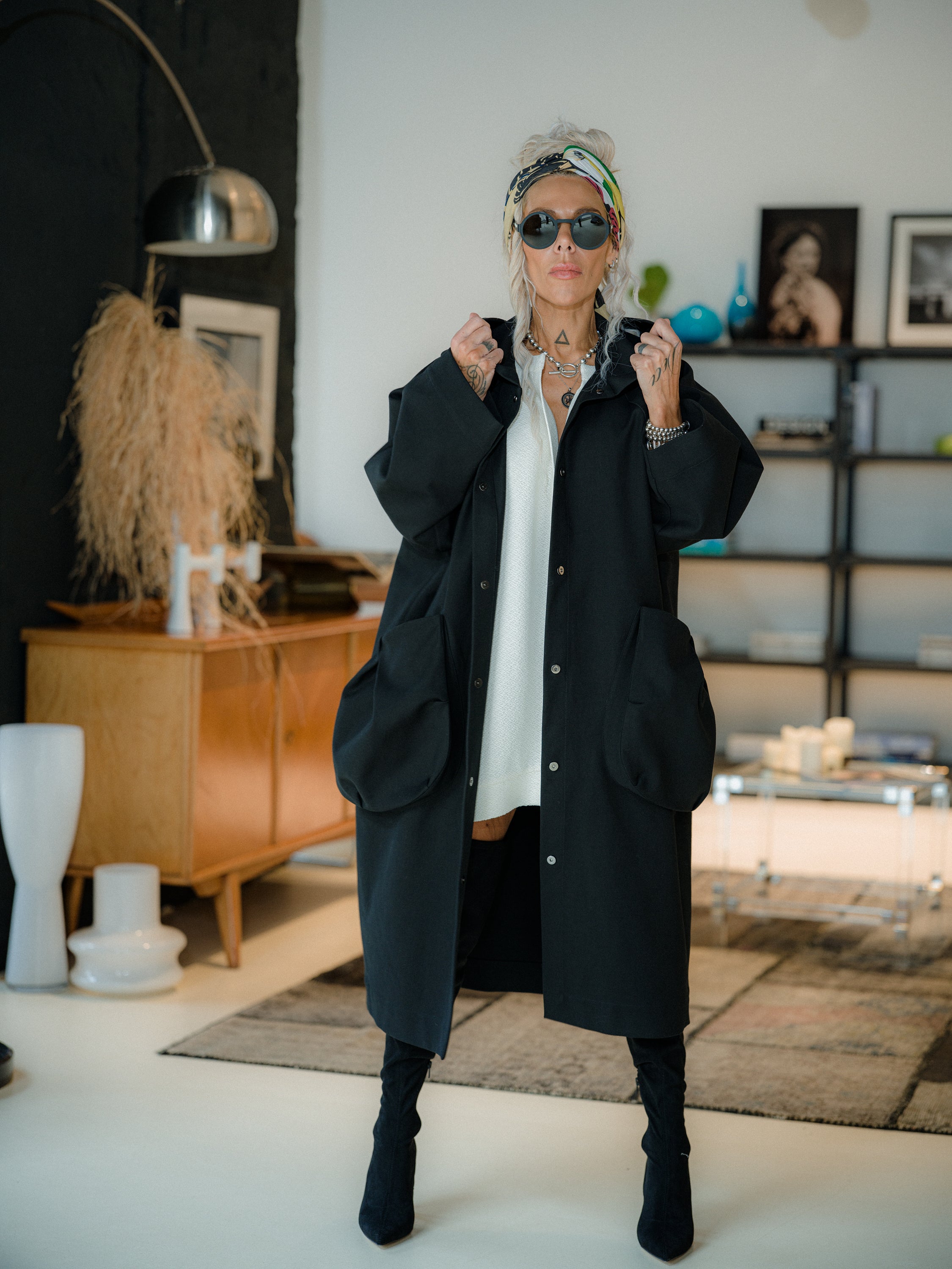 Black Oversized Hooded Jacket