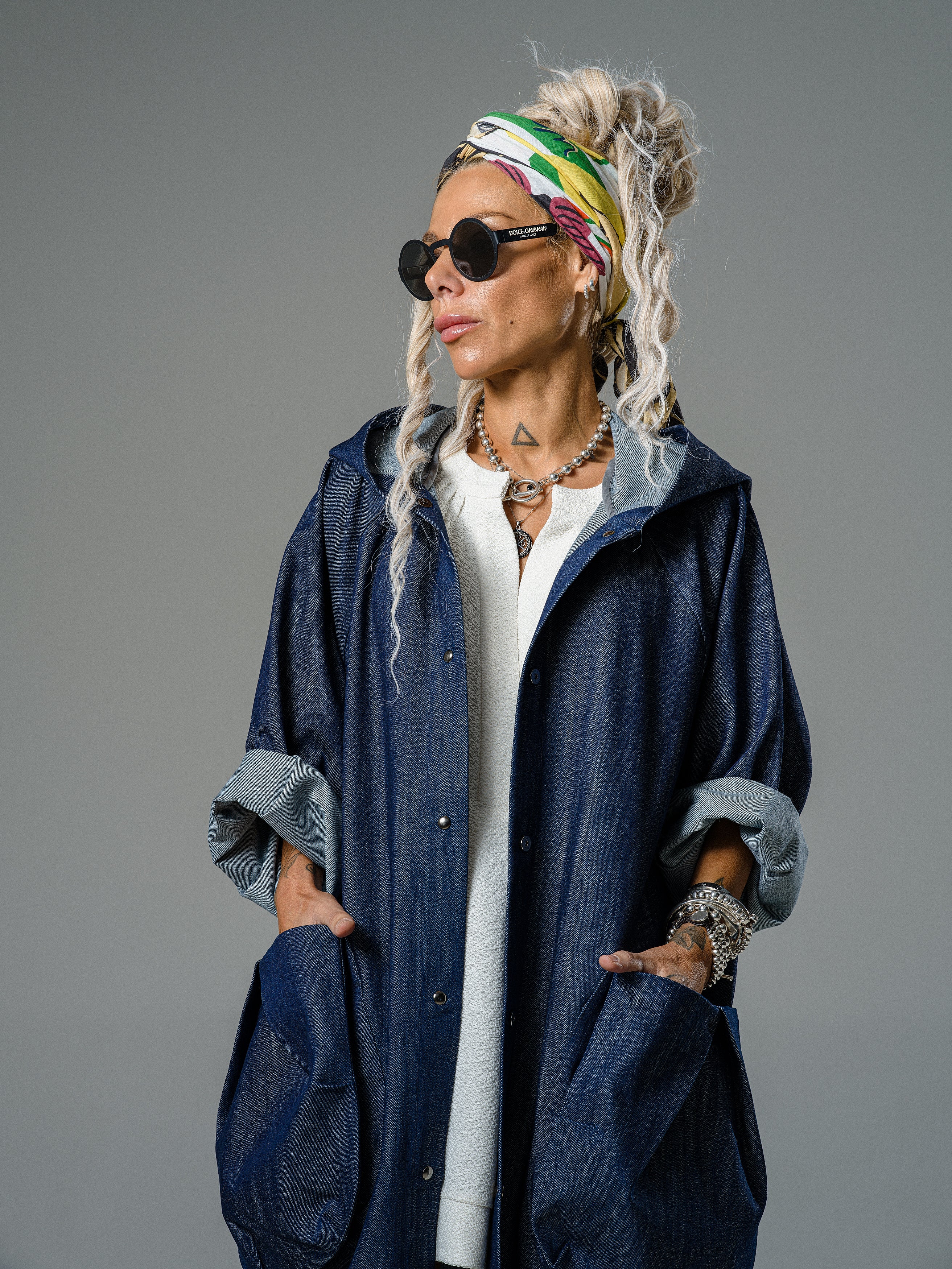 Denim Oversized Hooded Jacket