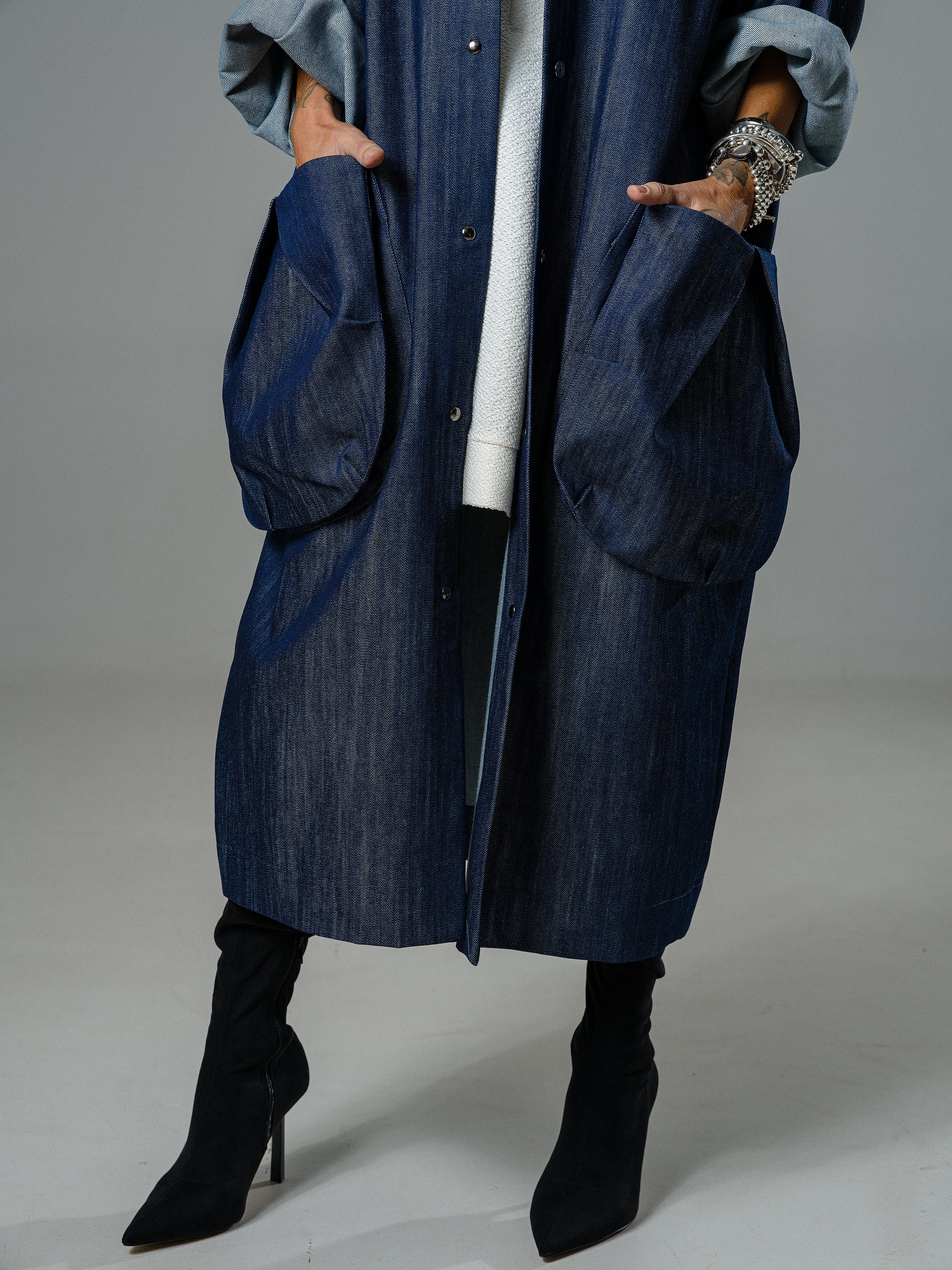 Denim Oversized Hooded Jacket