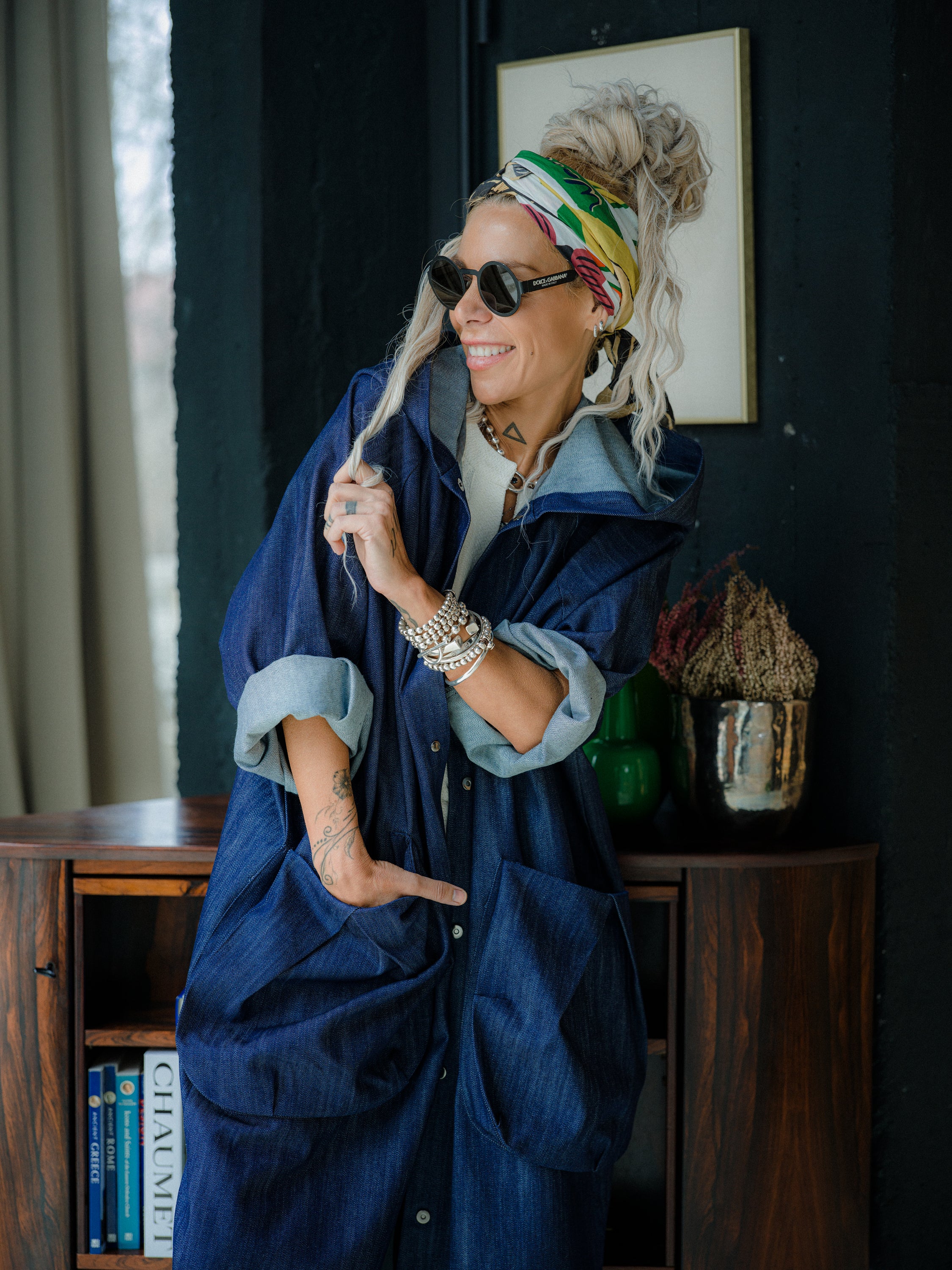 Denim Oversized Hooded Jacket