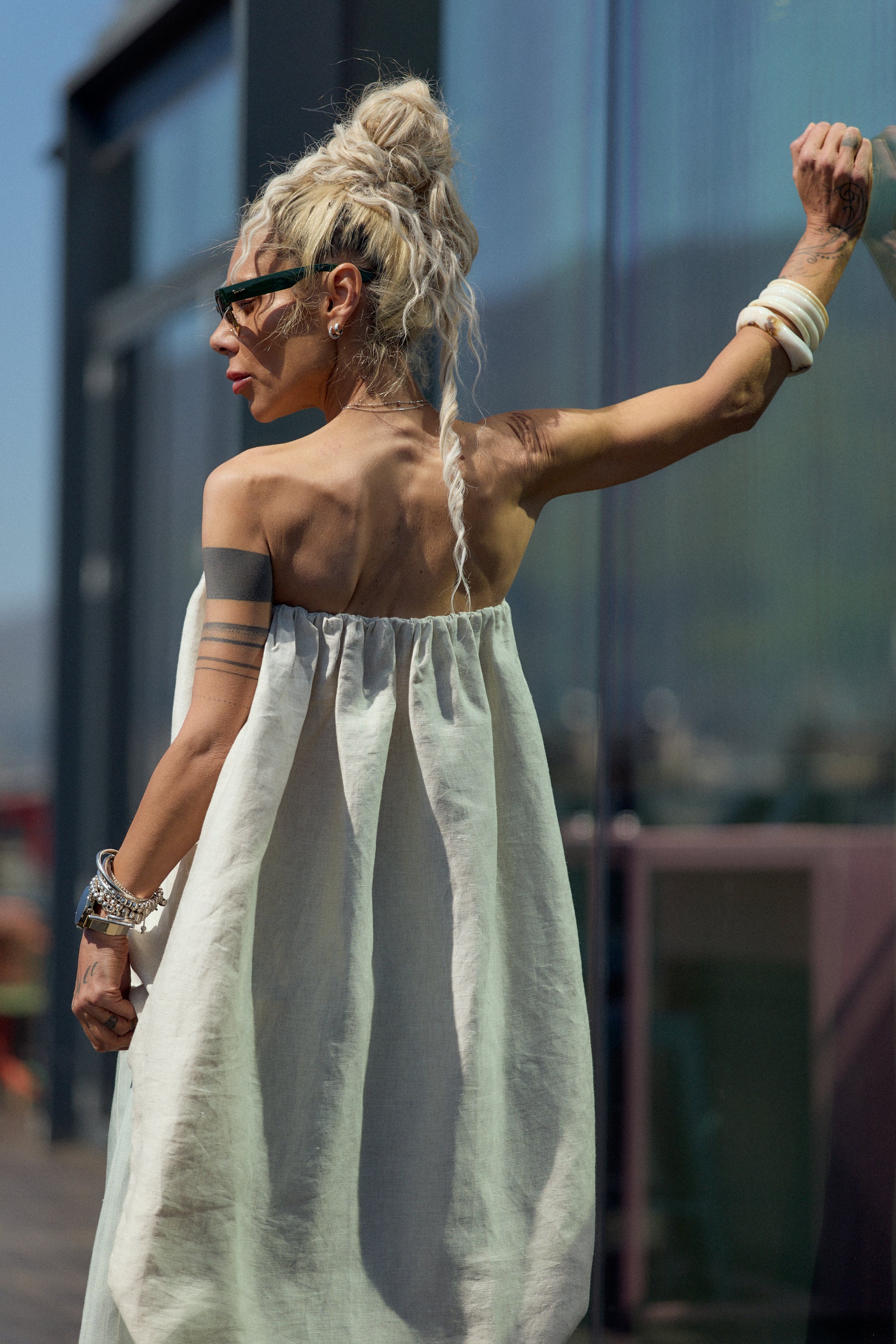 Beige Oversized Linen Tunic