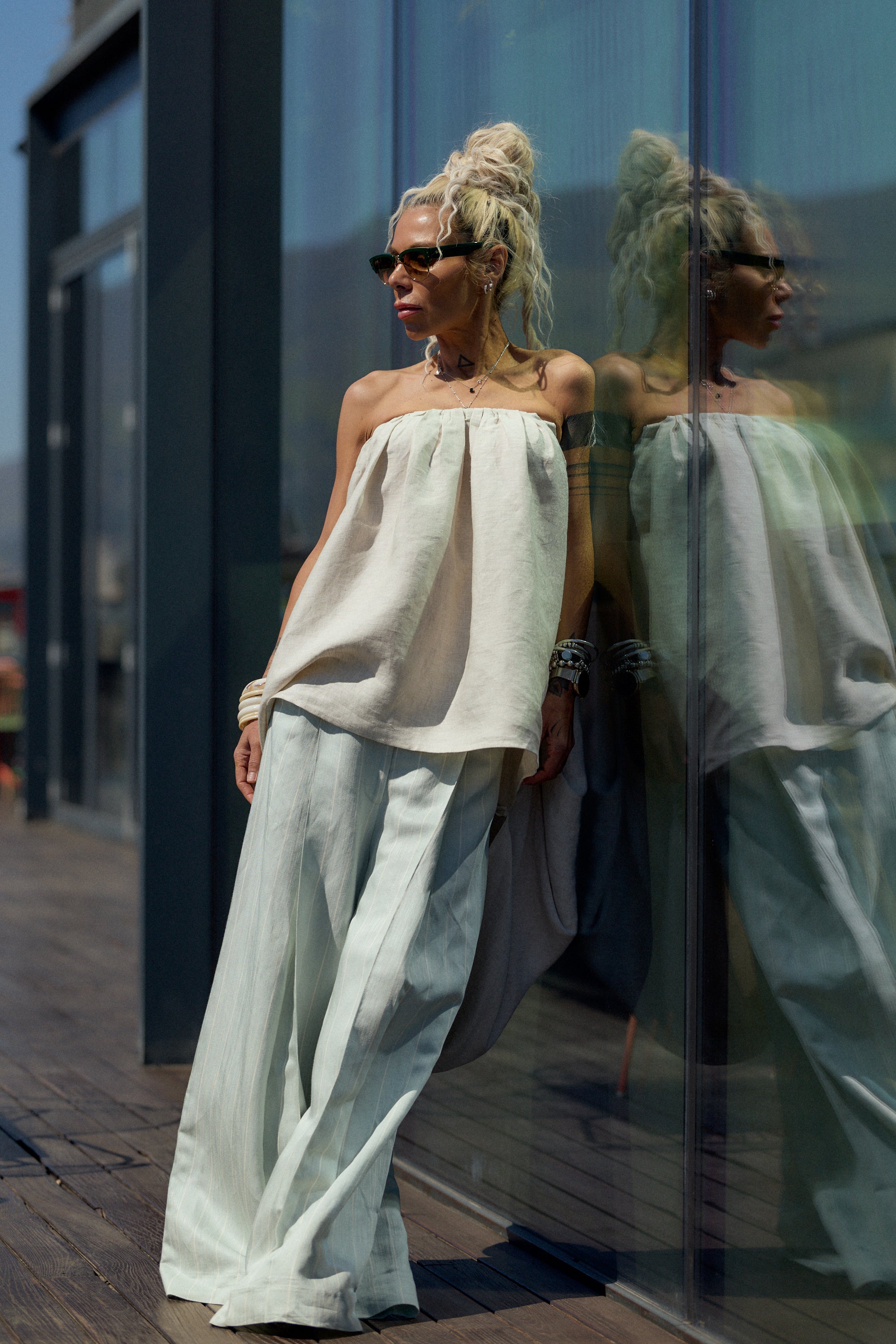Beige Oversized Linen Tunic