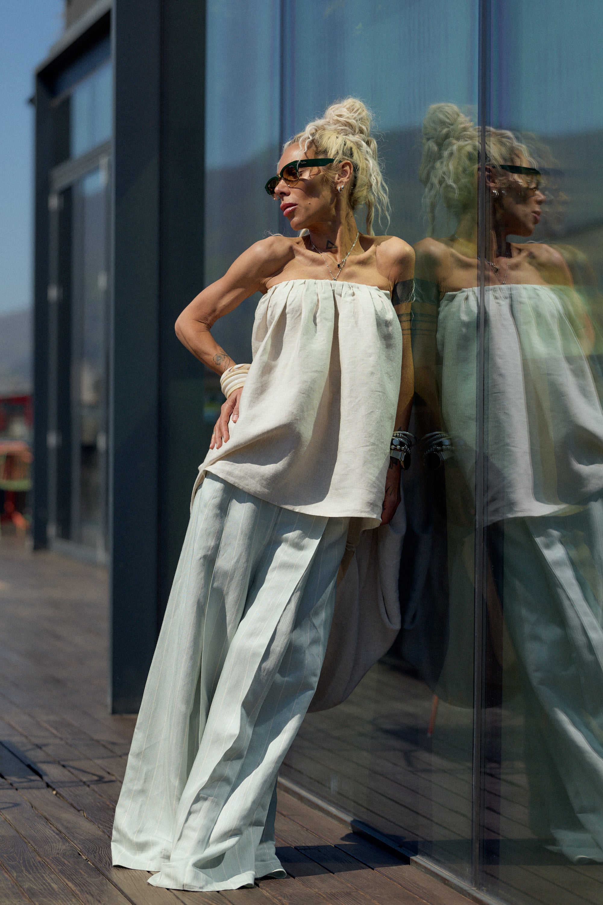 Beige Oversized Linen Tunic