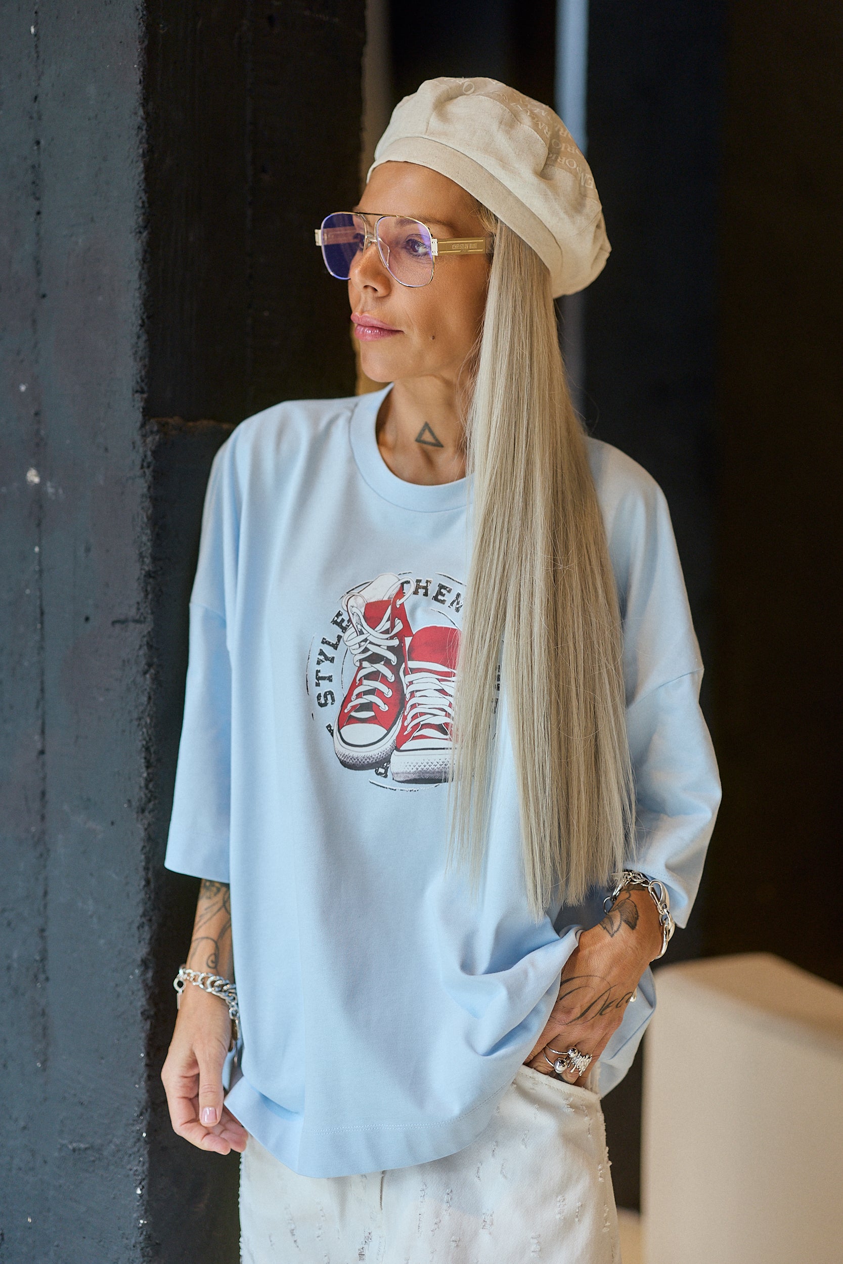 Blue Oversized Graphic T-Shirt