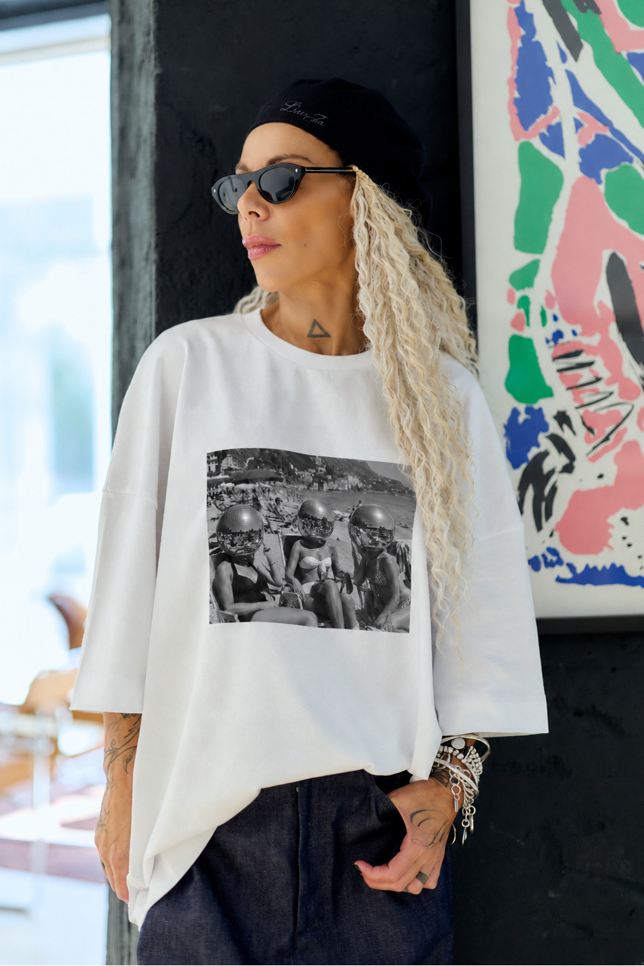 Beach Day White Oversized Fit T-Shirt