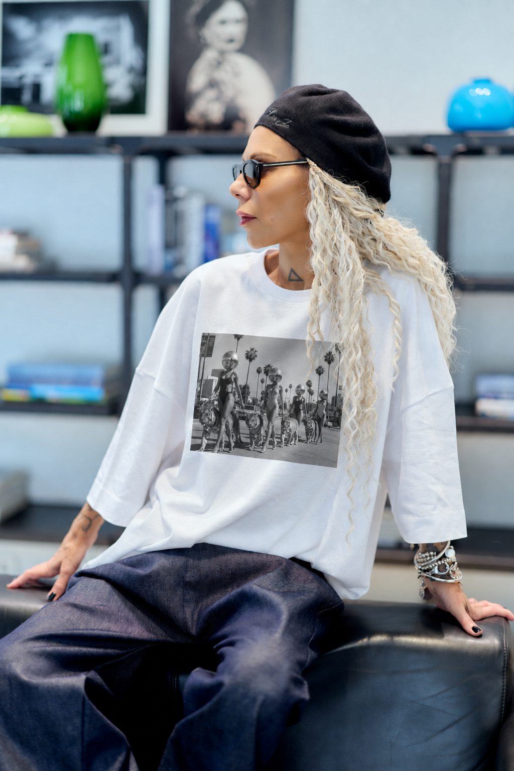 Street Parade White Oversized Fit T-Shirt