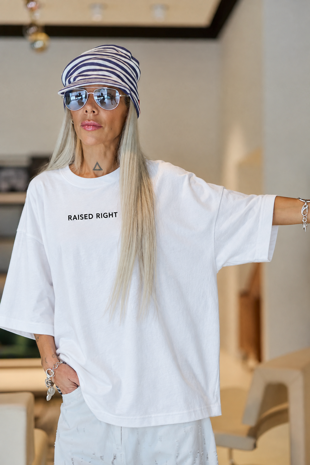 Raised Right  White Oversized Fit T-Shirt