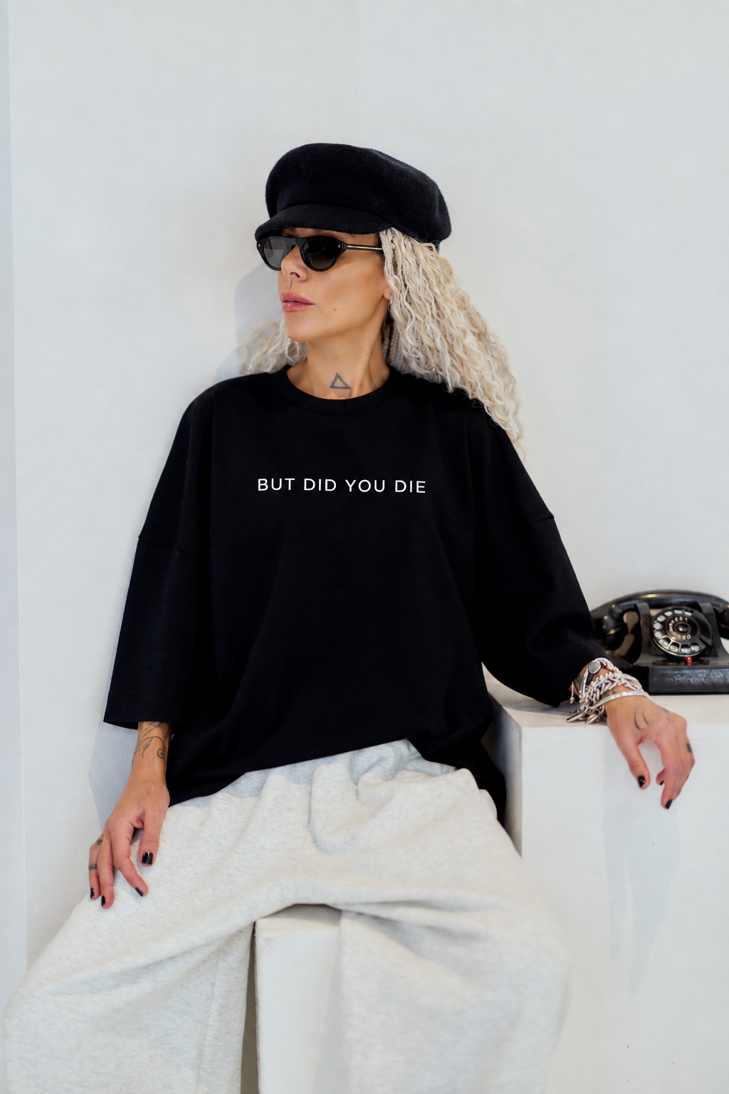 But Did You Die Black Oversized Fit T-Shirt