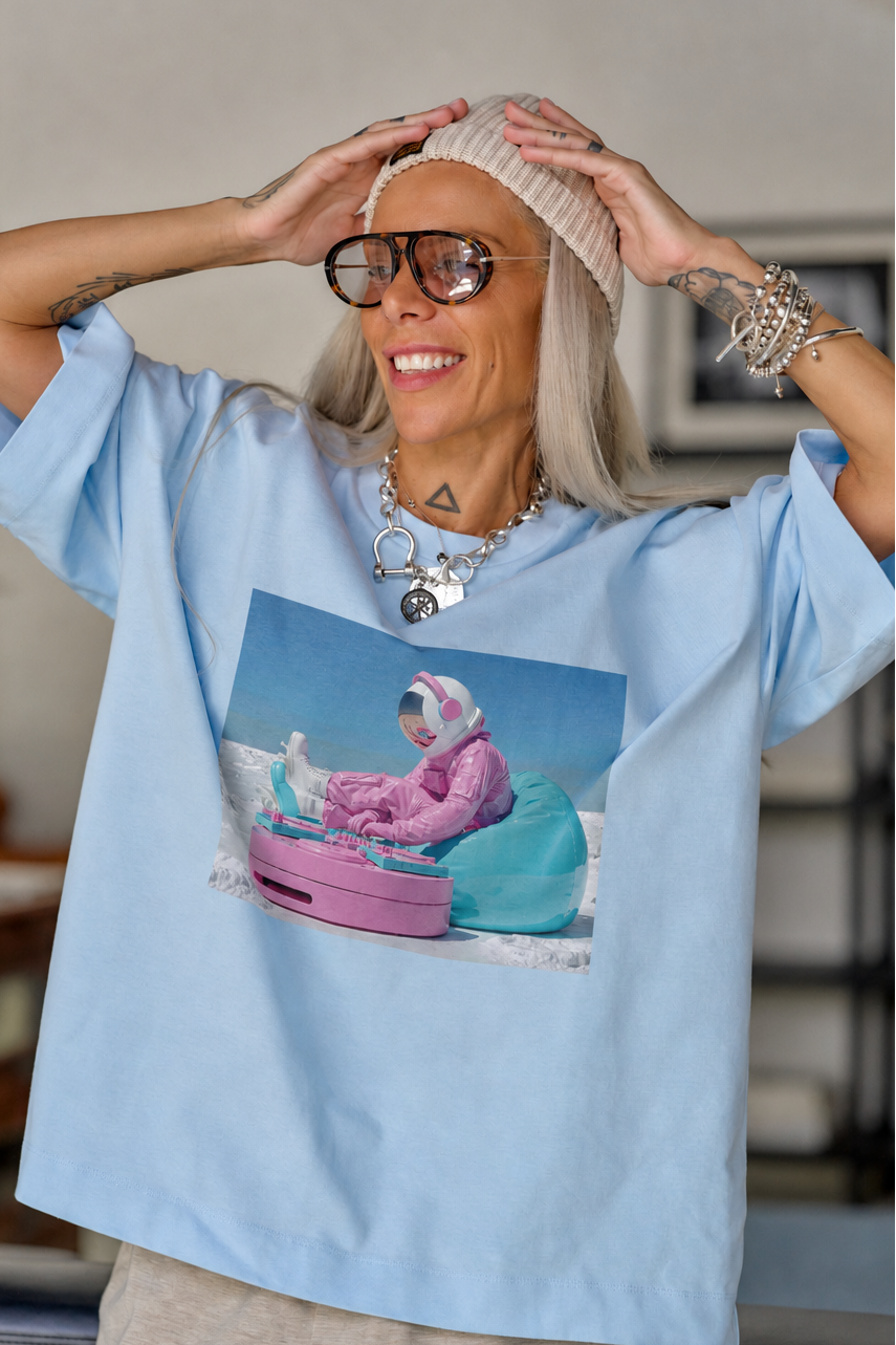 Desert Visitor Blue Oversized Fit T-Shirt