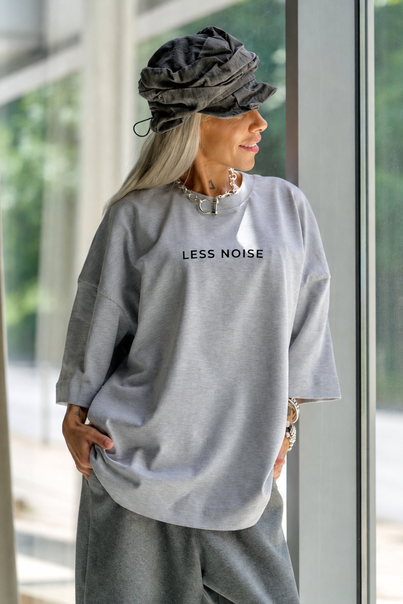 Less Noise Grey Oversized Fit T-Shirt