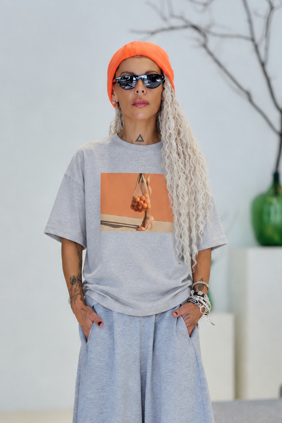 Apricot Motion Grey Oversized Fit T-Shirt