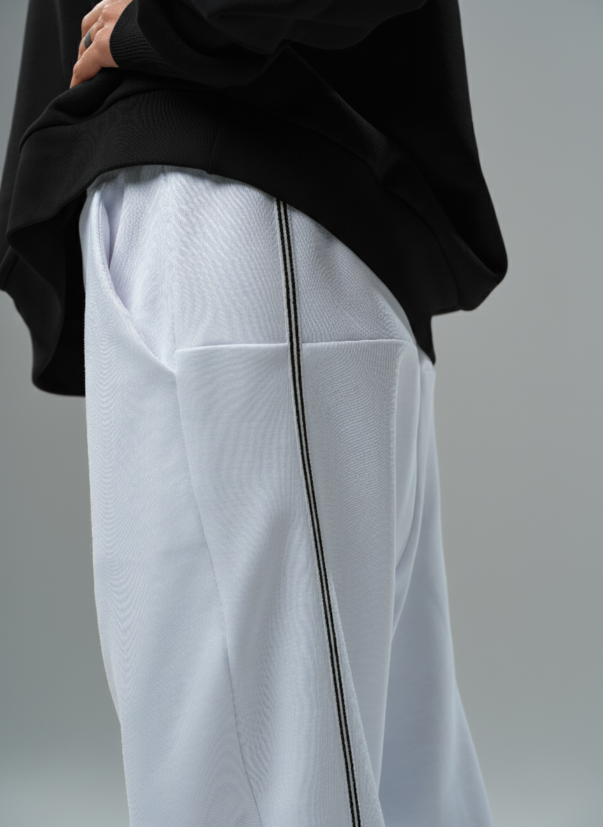 Black Oversized Sweatshirt & White Jogger Set