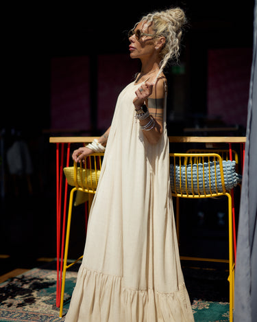 Cream Open-Back Maxi Dress – Clothes By Locker Room
