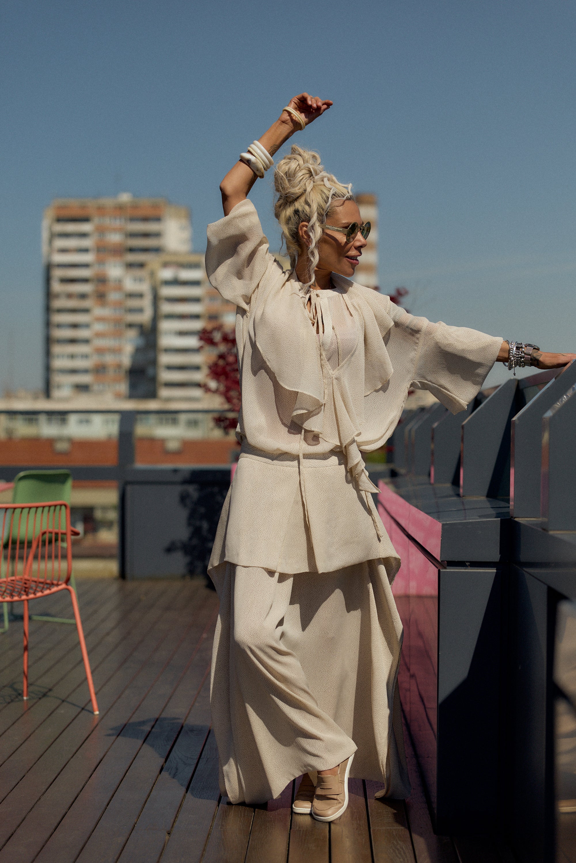 Cream Ruffle Co-Ord Set