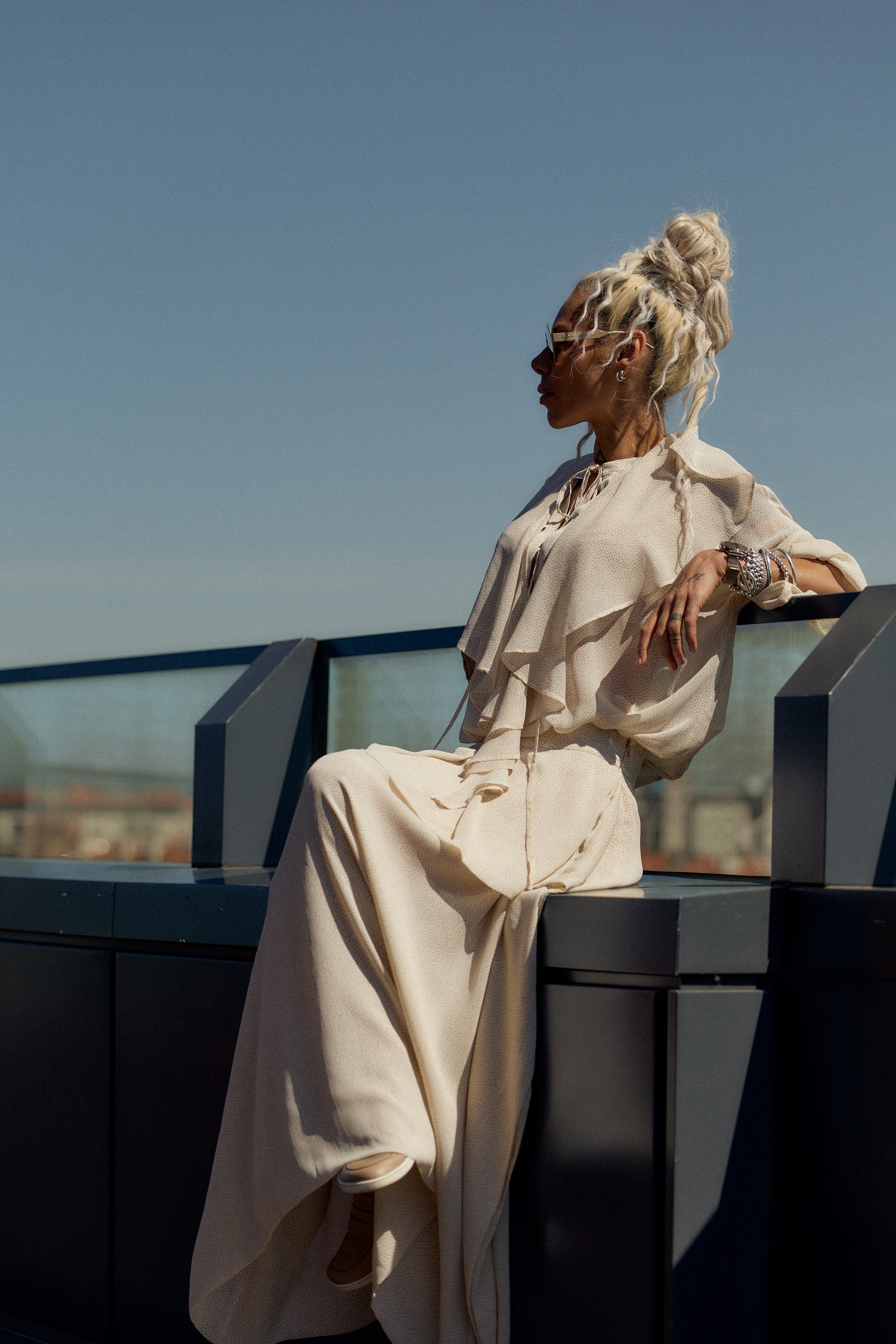 Cream Ruffle Co-Ord Set