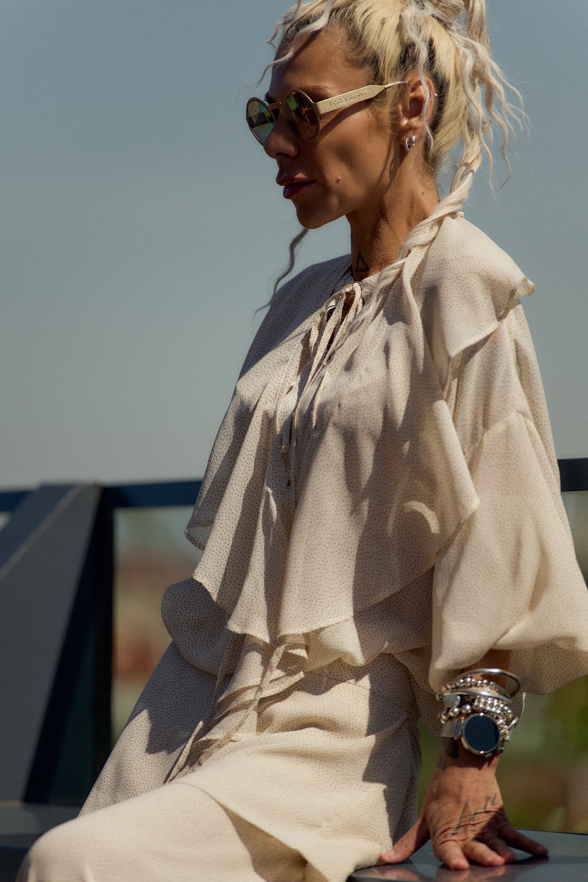 Cream Ruffle Tunic