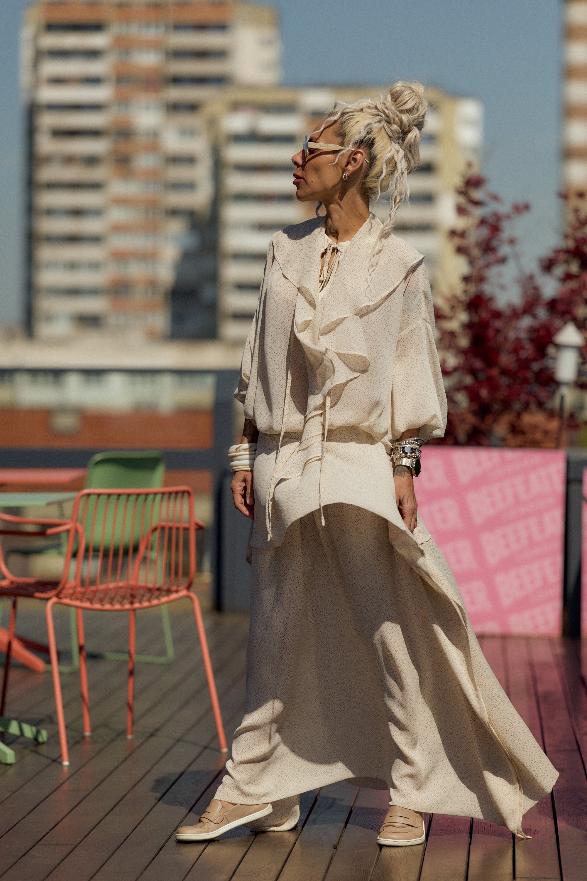 Cream Ruffle Tunic