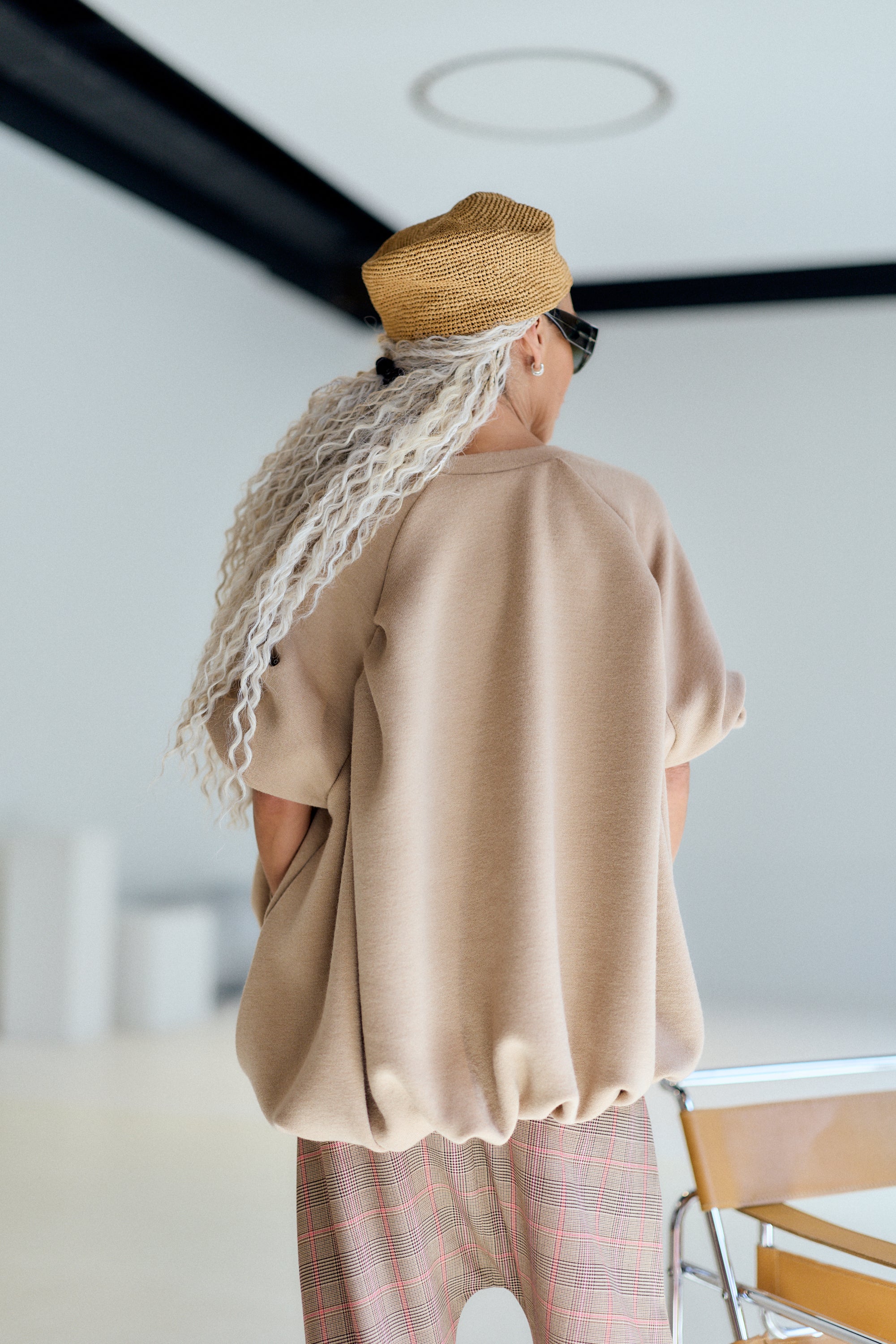 Beige Oversized Balloon Hem Sweatshirt