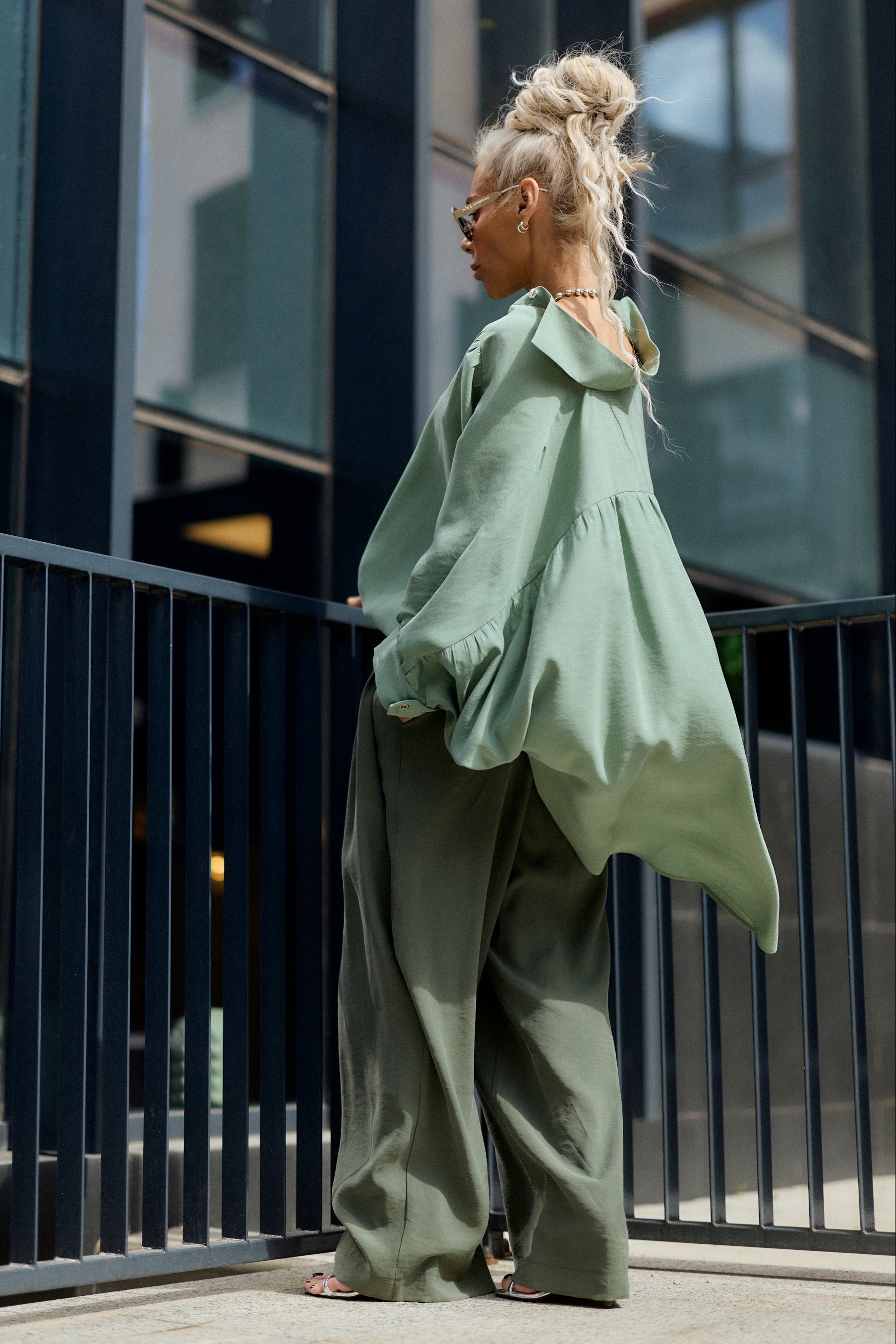 Green Wide-Leg Pants